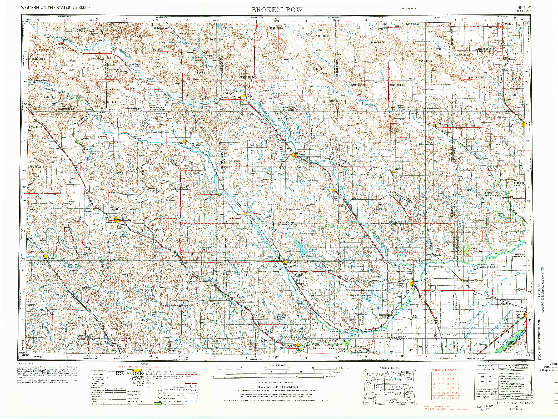 USGS 1:250000-SCALE QUADRANGLE FOR BROKEN BOW, NE 1955