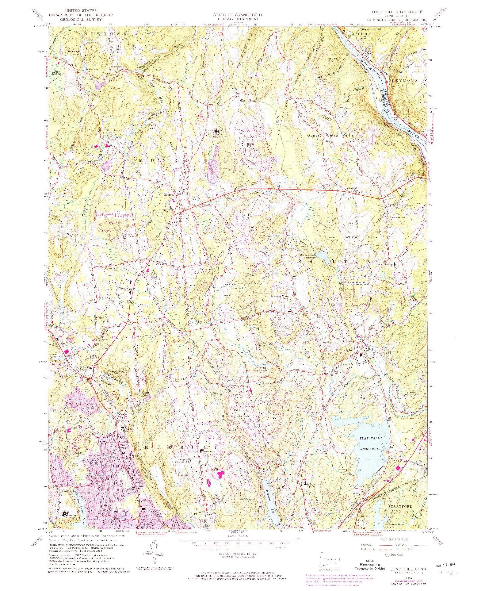 USGS 1:24000-SCALE QUADRANGLE FOR LONG HILL, CT 1964