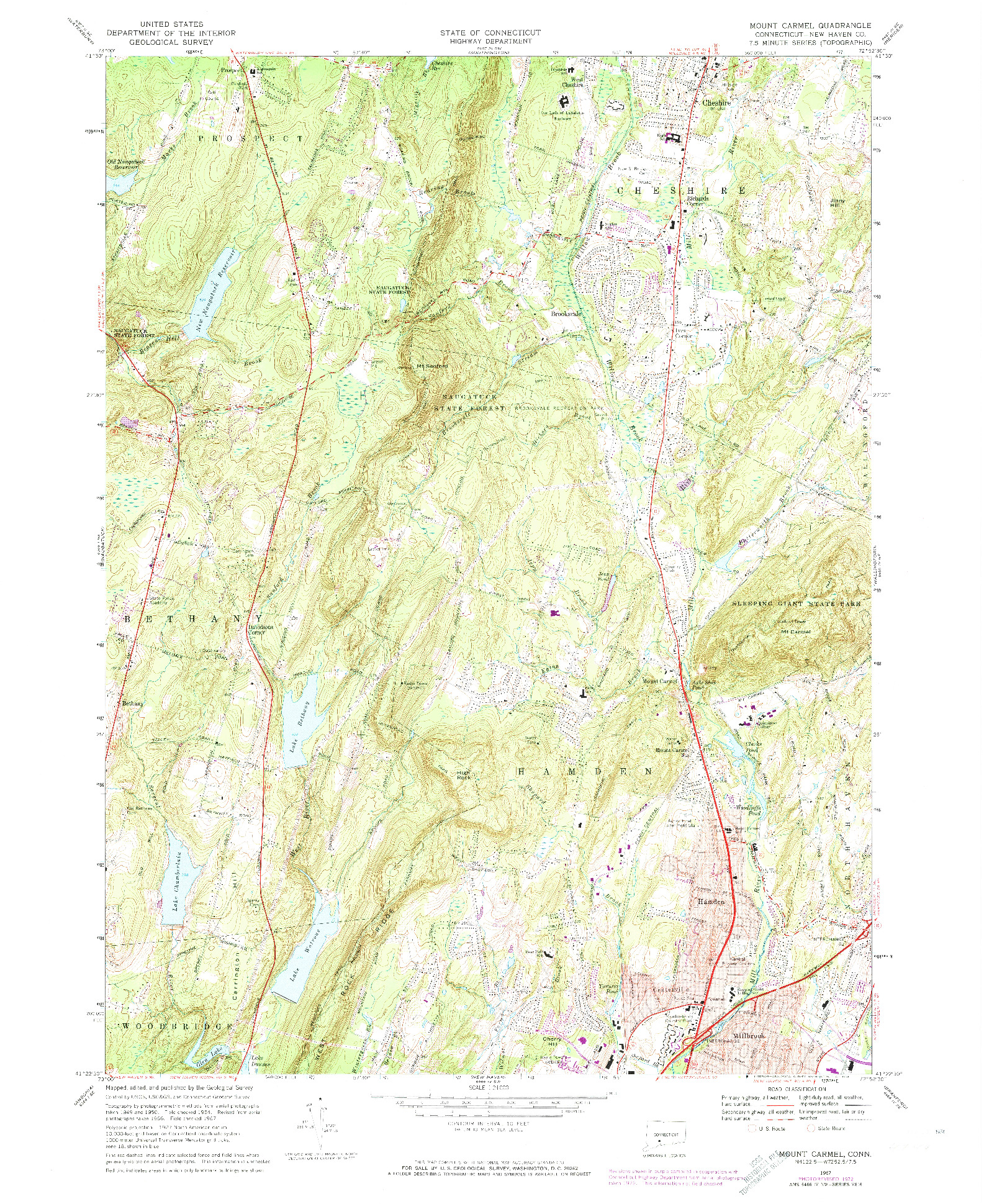 USGS 1:24000-SCALE QUADRANGLE FOR MOUNT CARMEL, CT 1967