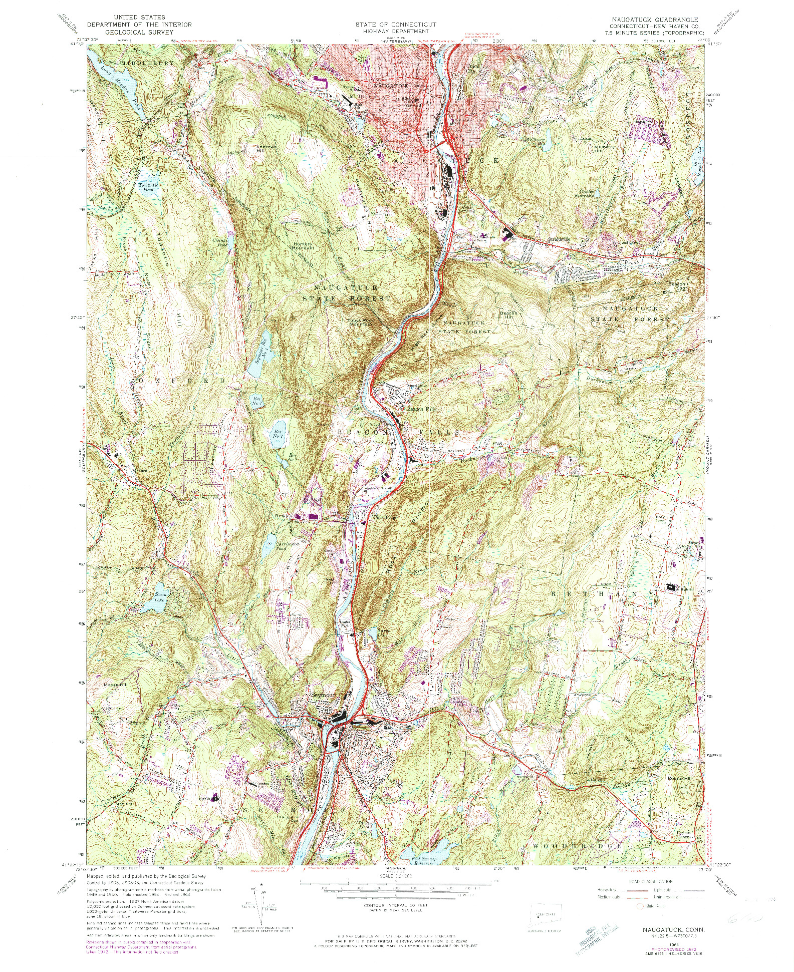 USGS 1:24000-SCALE QUADRANGLE FOR NAUGATUCK, CT 1964