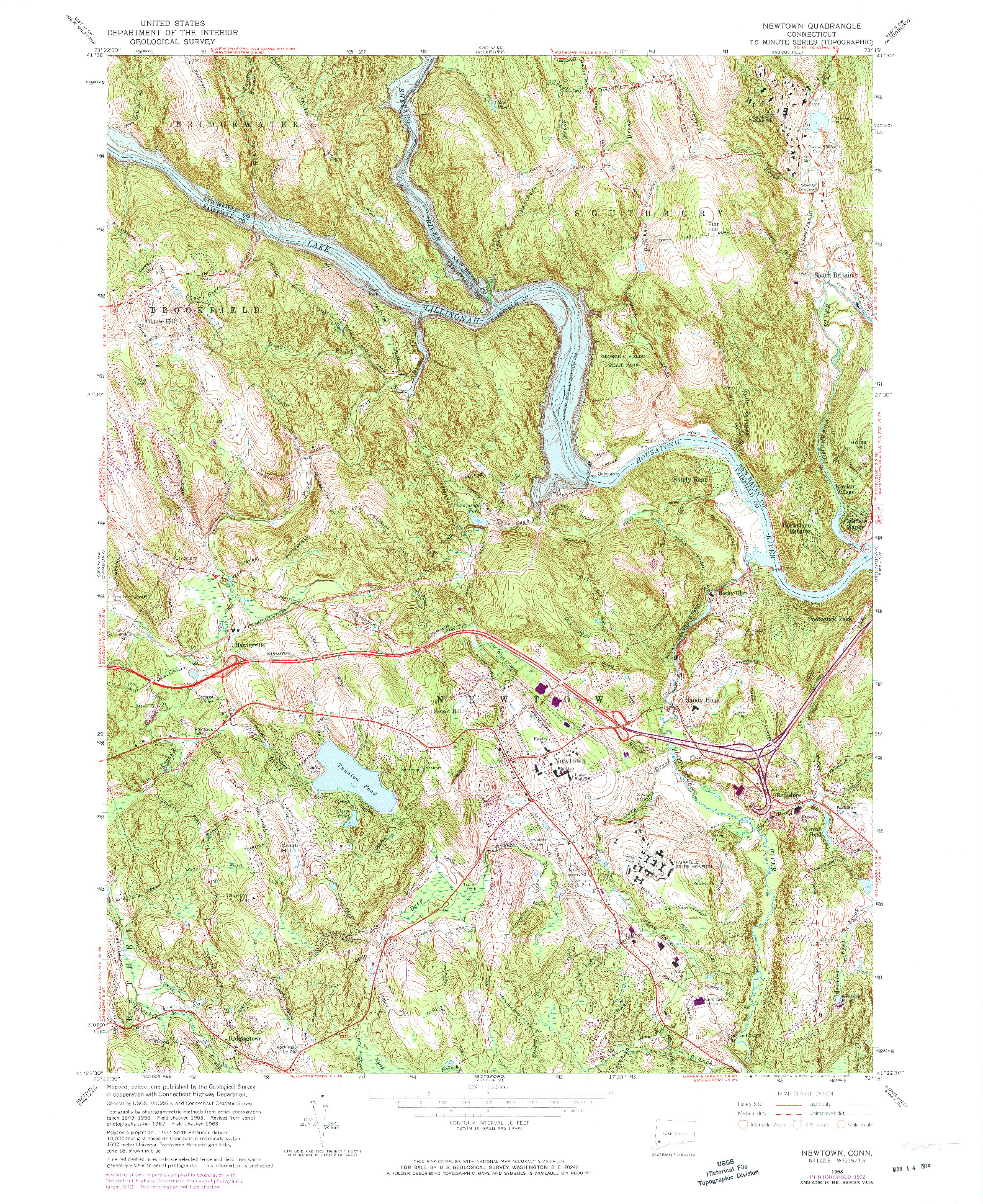 USGS 1:24000-SCALE QUADRANGLE FOR NEWTOWN, CT 1963