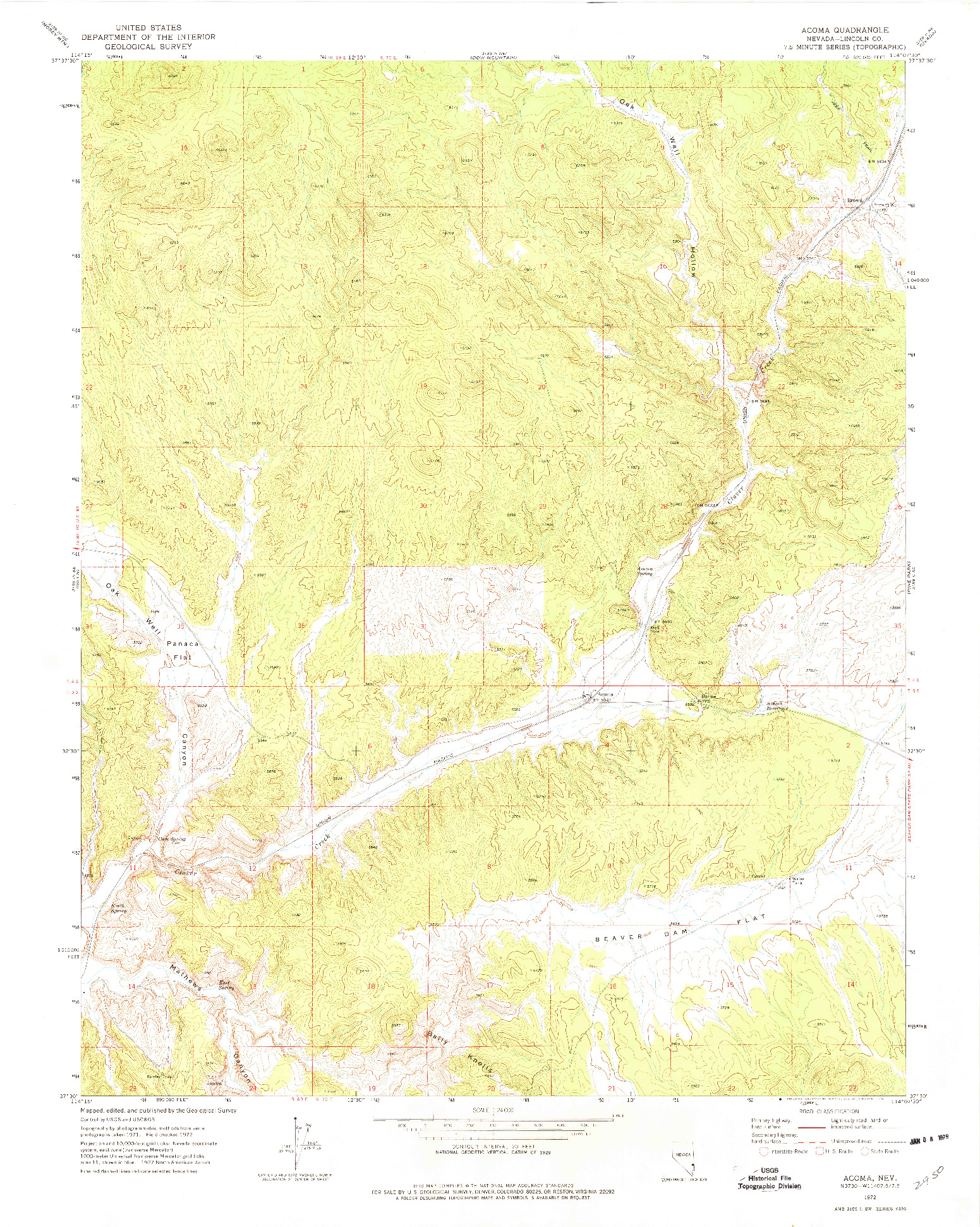 USGS 1:24000-SCALE QUADRANGLE FOR ACOMA, NV 1972