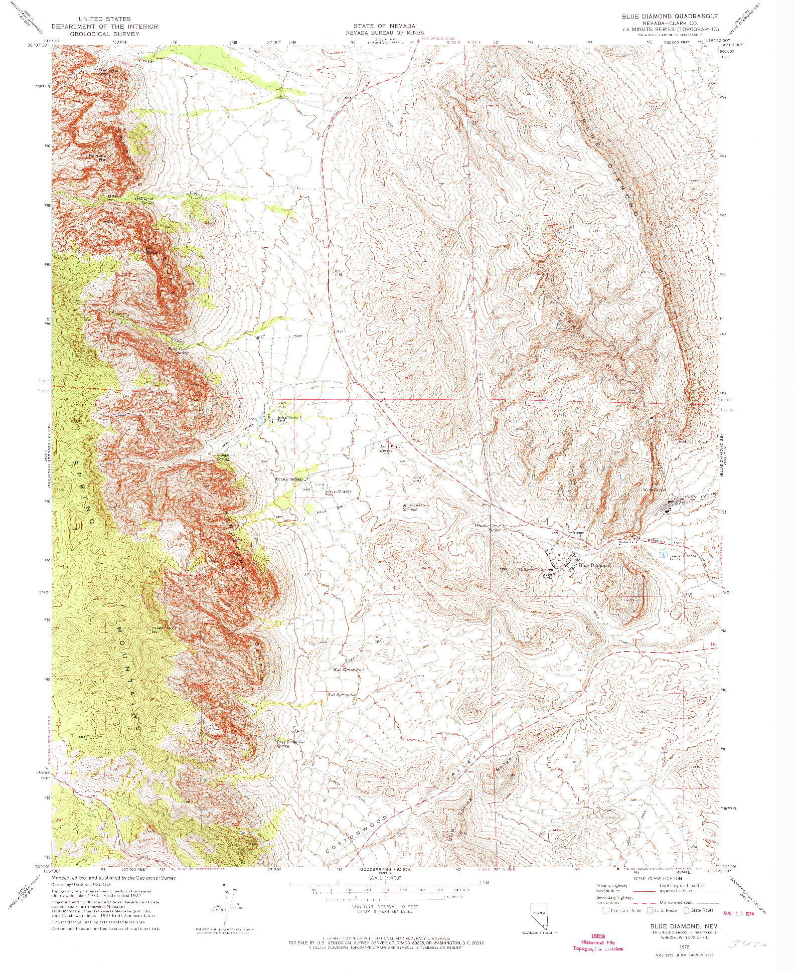 USGS 1:24000-SCALE QUADRANGLE FOR BLUE DIAMOND, NV 1972