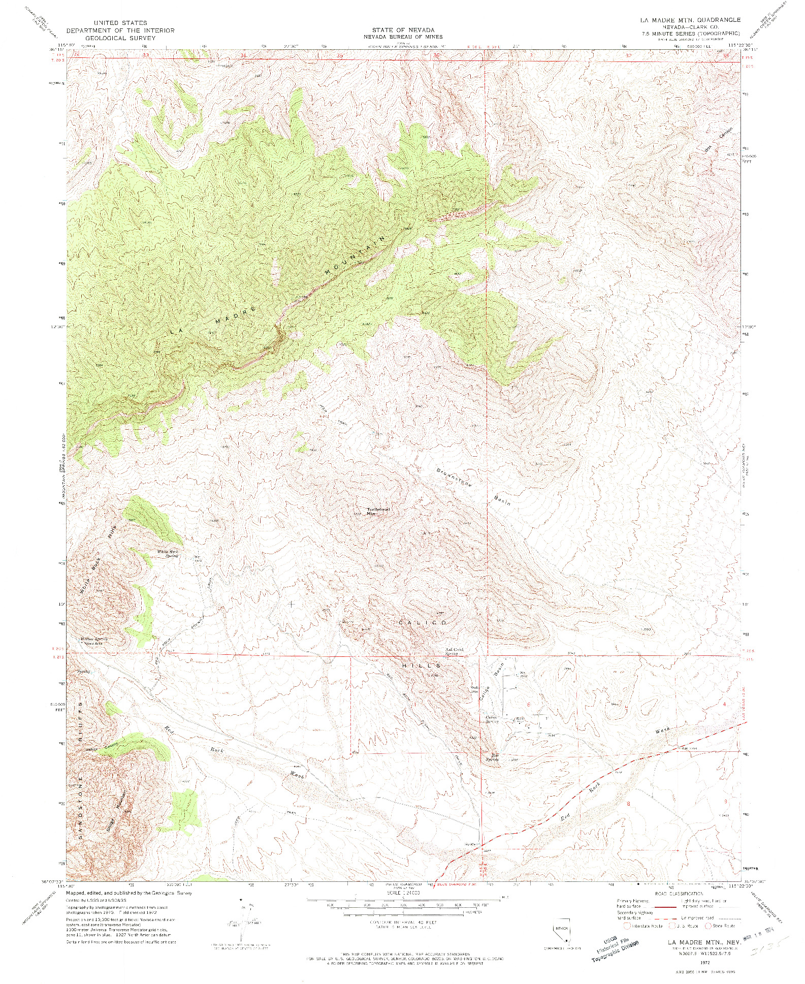 USGS 1:24000-SCALE QUADRANGLE FOR LA MADRE MTN, NV 1972