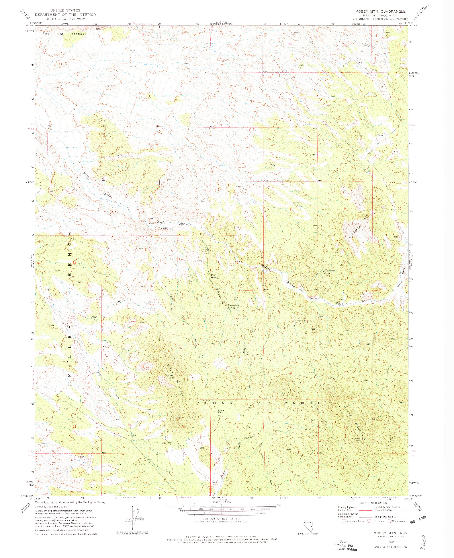 USGS 1:24000-SCALE QUADRANGLE FOR MOSEY MTN, NV 1972