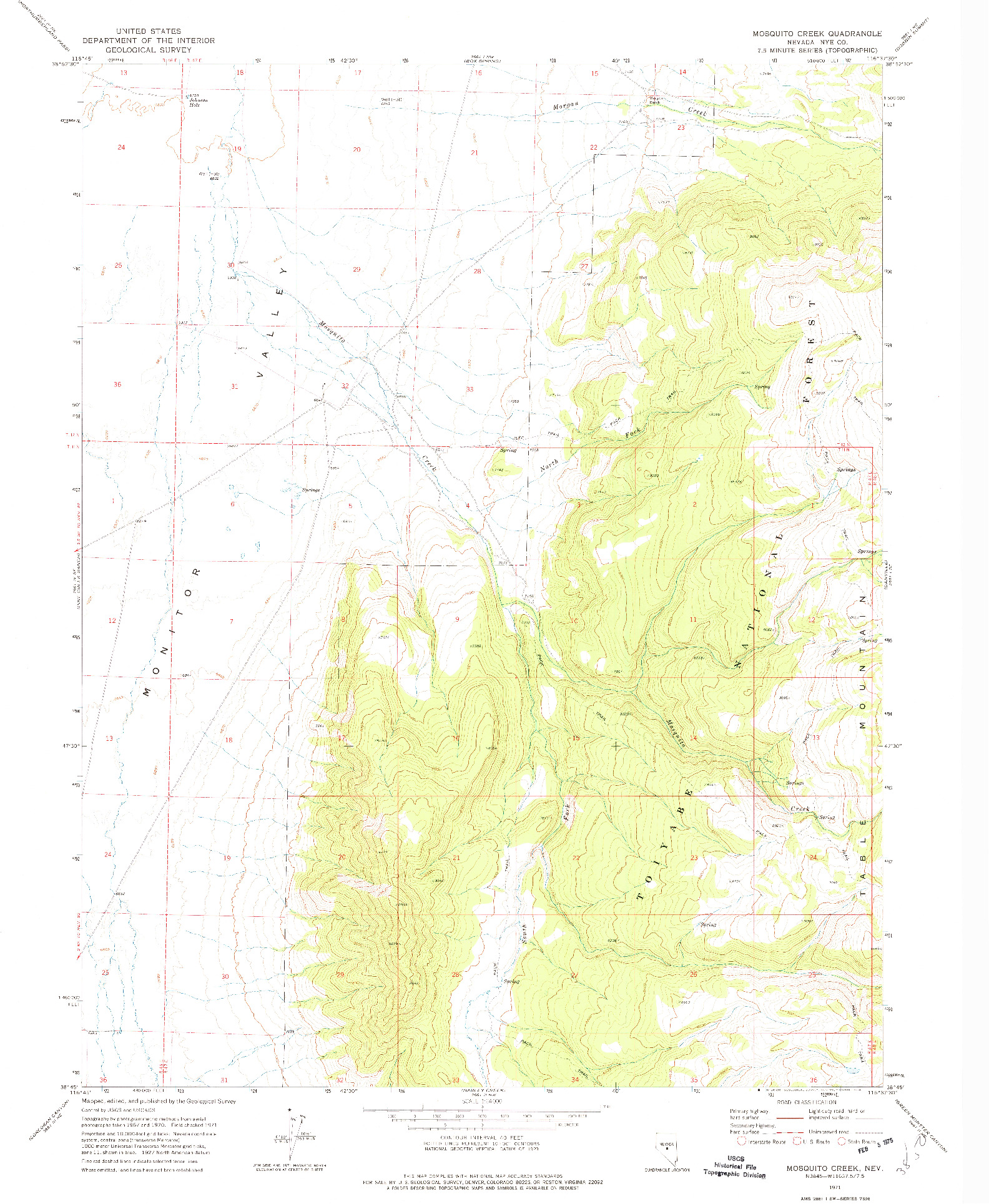 USGS 1:24000-SCALE QUADRANGLE FOR MOSQUITO CREEK, NV 1971