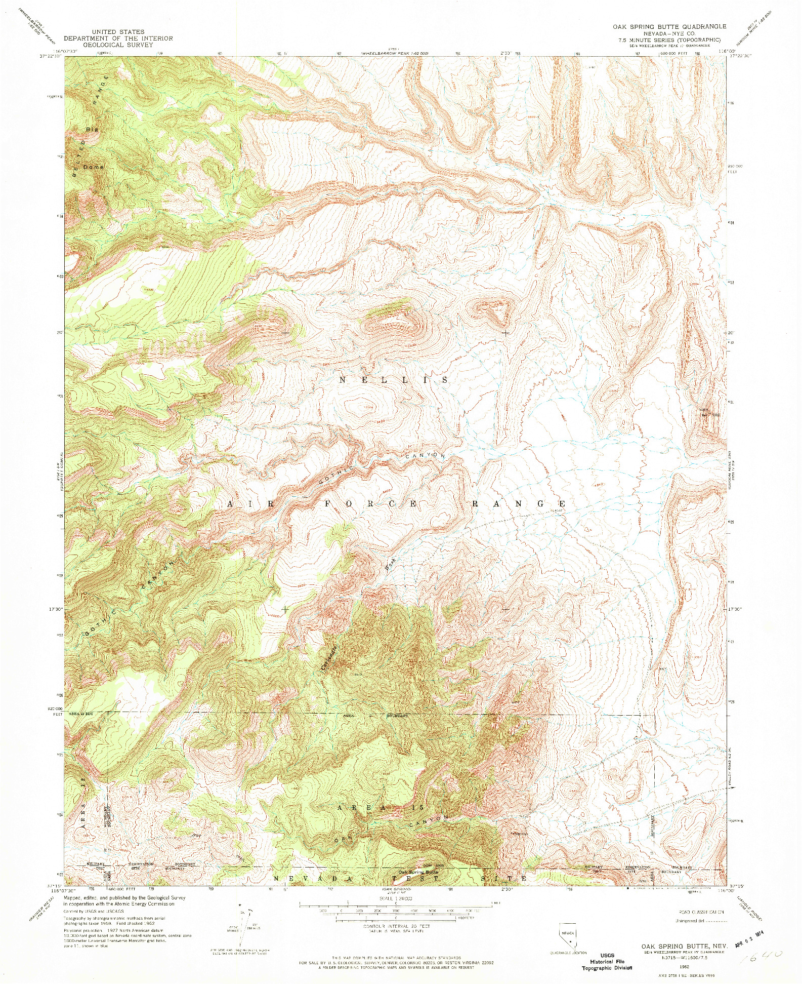 USGS 1:24000-SCALE QUADRANGLE FOR OAK SPRING BUTTE, NV 1962