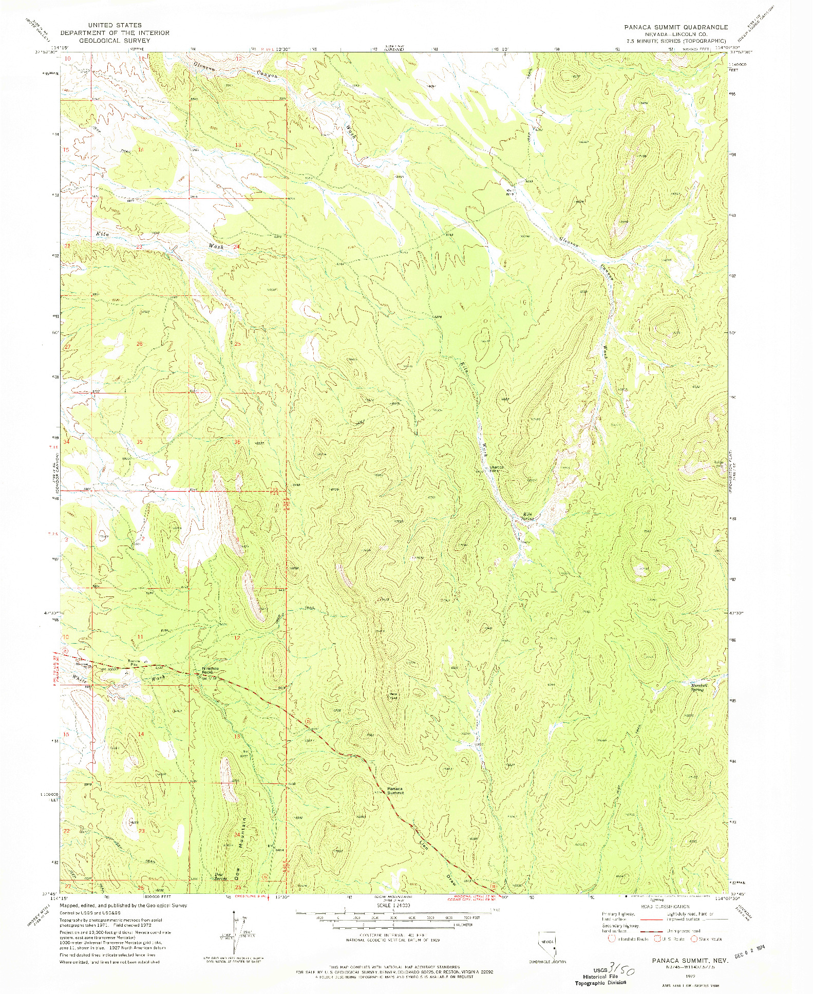 USGS 1:24000-SCALE QUADRANGLE FOR PANACA SUMMIT, NV 1972