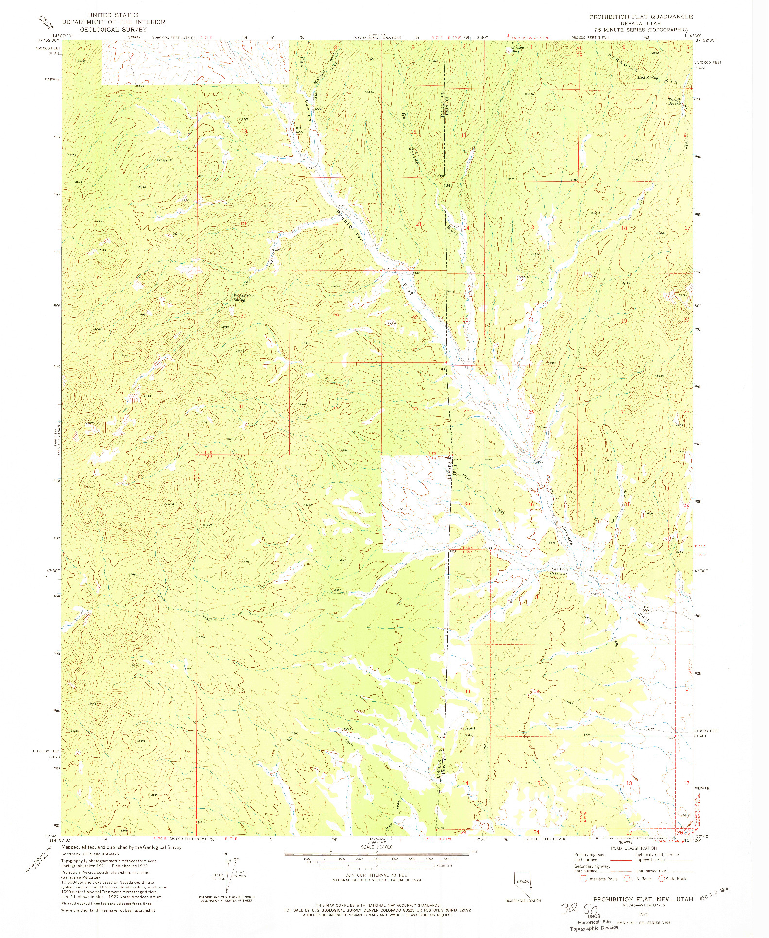 USGS 1:24000-SCALE QUADRANGLE FOR PROHIBITION FLAT, NV 1972