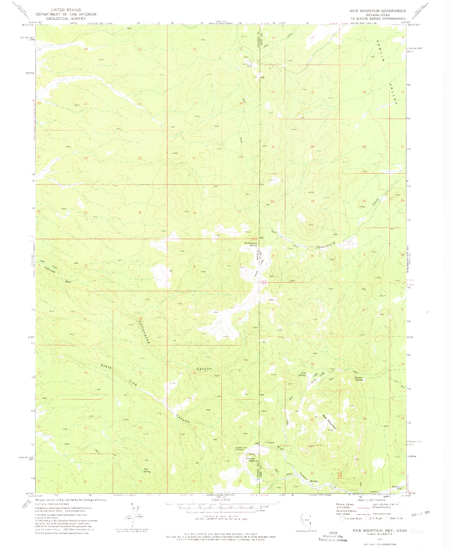 USGS 1:24000-SCALE QUADRANGLE FOR RICE MOUNTAIN, NV 1972