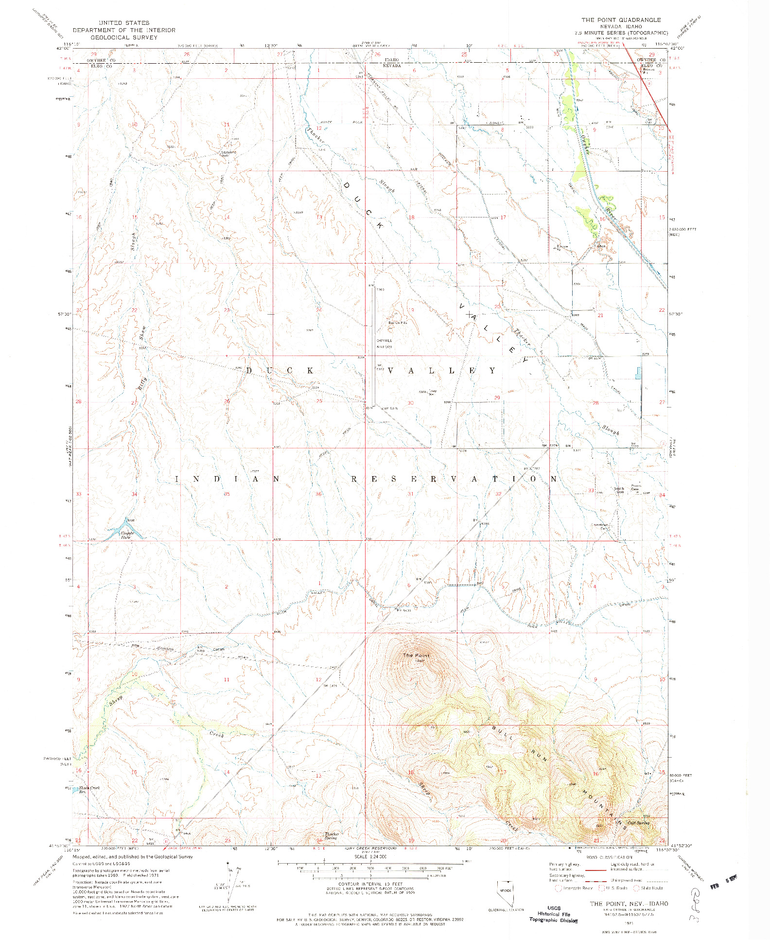 USGS 1:24000-SCALE QUADRANGLE FOR THE POINT, NV 1971