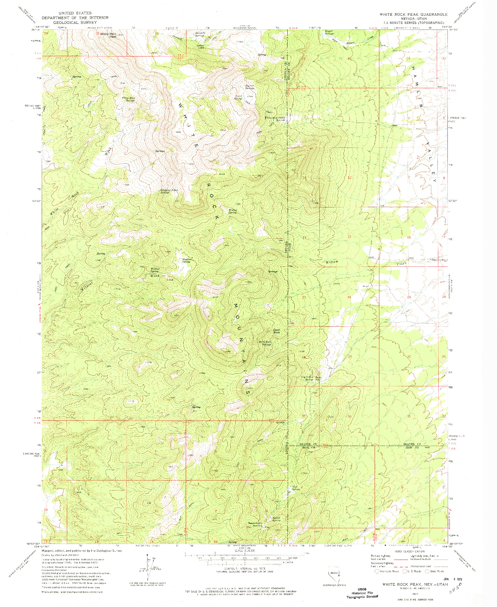 USGS 1:24000-SCALE QUADRANGLE FOR WHITE ROCK PEAK, NV 1972