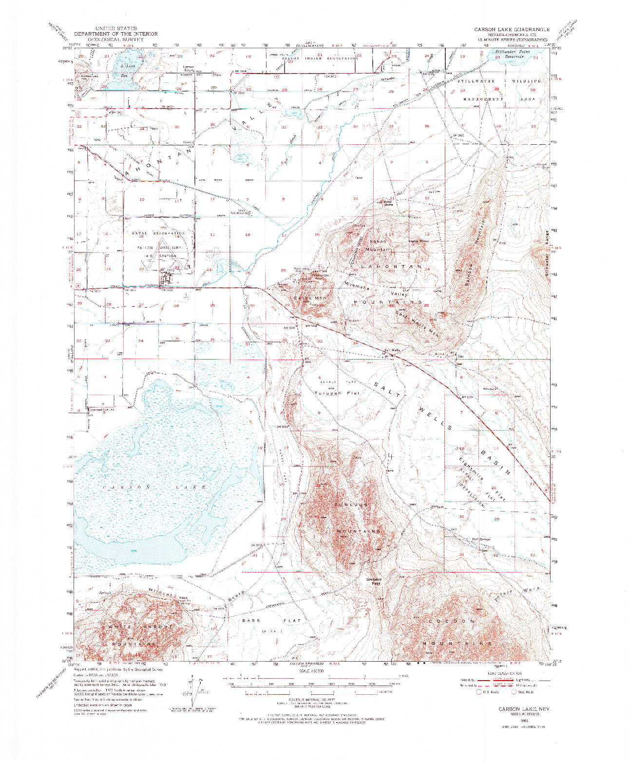 USGS 1:62500-SCALE QUADRANGLE FOR CARSON LAKE, NV 1951