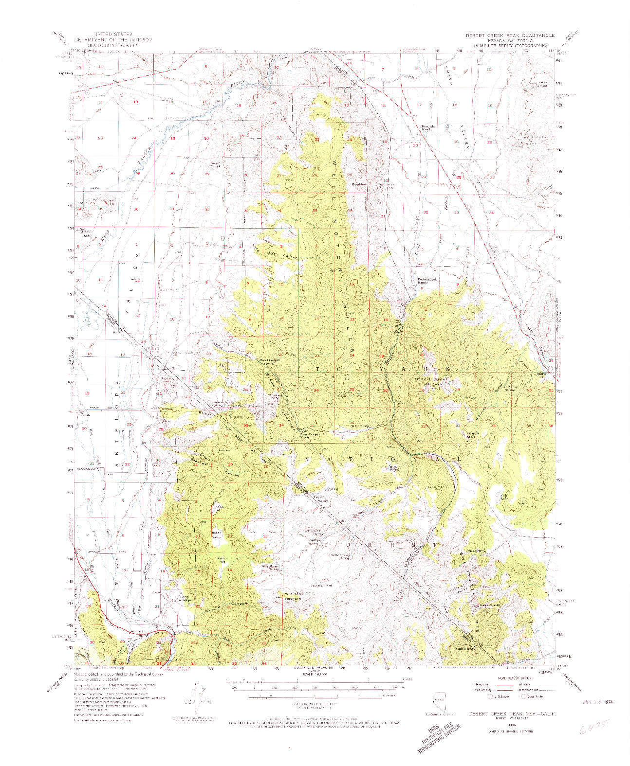 USGS 1:62500-SCALE QUADRANGLE FOR DESERT CREEK PEAK, NV 1956