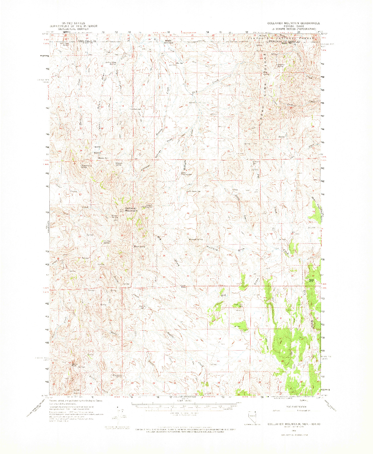 USGS 1:62500-SCALE QUADRANGLE FOR GOLLAHER MOUNTAIN, NV 1961