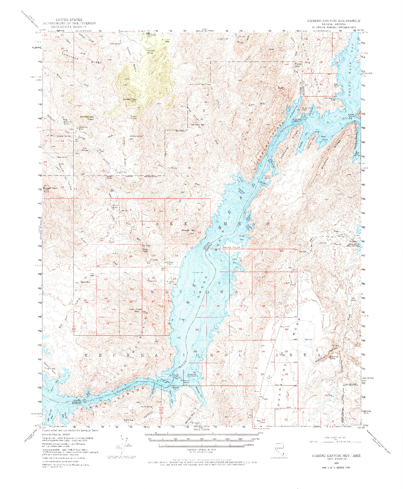 USGS 1:62500-SCALE QUADRANGLE FOR ICEBERG CANYON, NV 1953