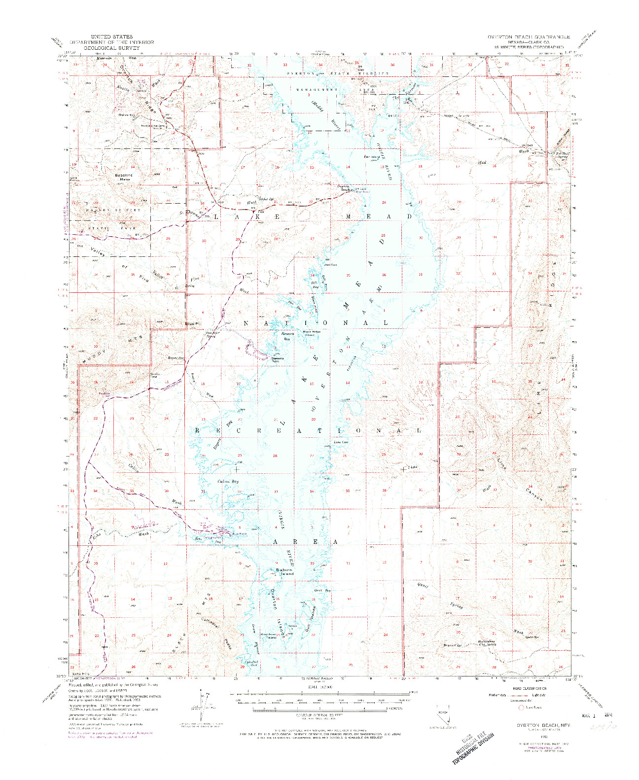 USGS 1:62500-SCALE QUADRANGLE FOR OVERTON BEACH, NV 1953