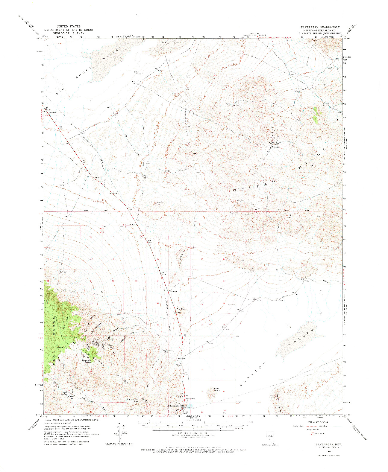 USGS 1:62500-SCALE QUADRANGLE FOR SILVERPEAK, NV 1963