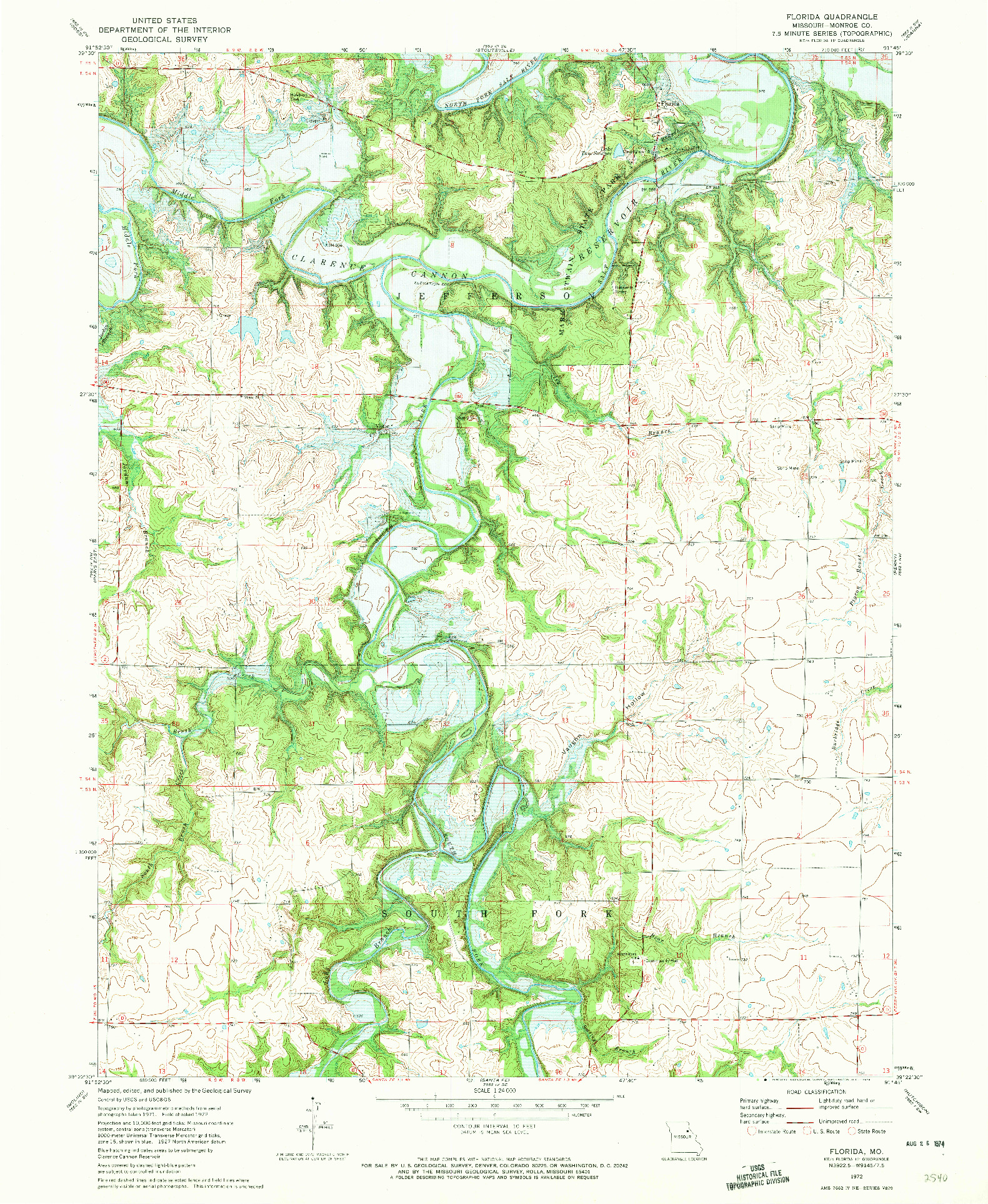 USGS 1:24000-SCALE QUADRANGLE FOR FLORIDA, MO 1972