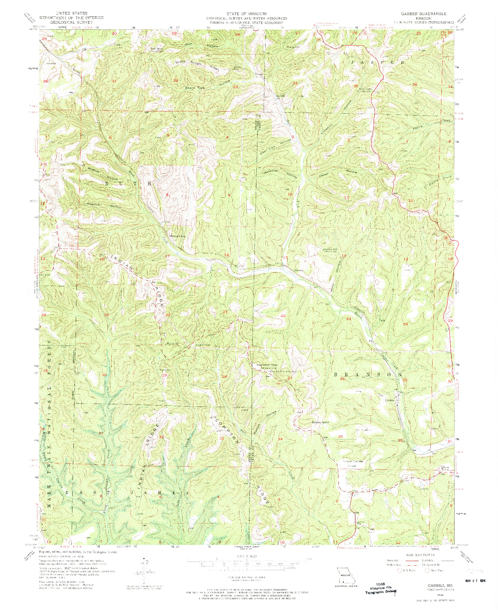 USGS 1:24000-SCALE QUADRANGLE FOR GARBER, MO 1956