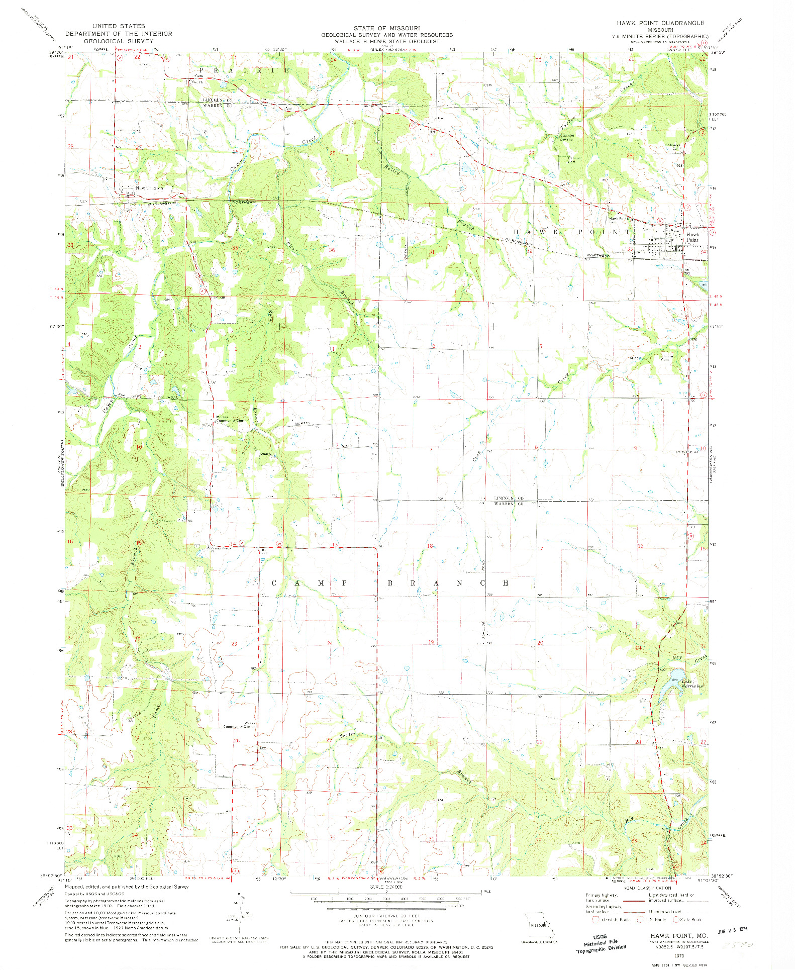 USGS 1:24000-SCALE QUADRANGLE FOR HAWK POINT, MO 1973