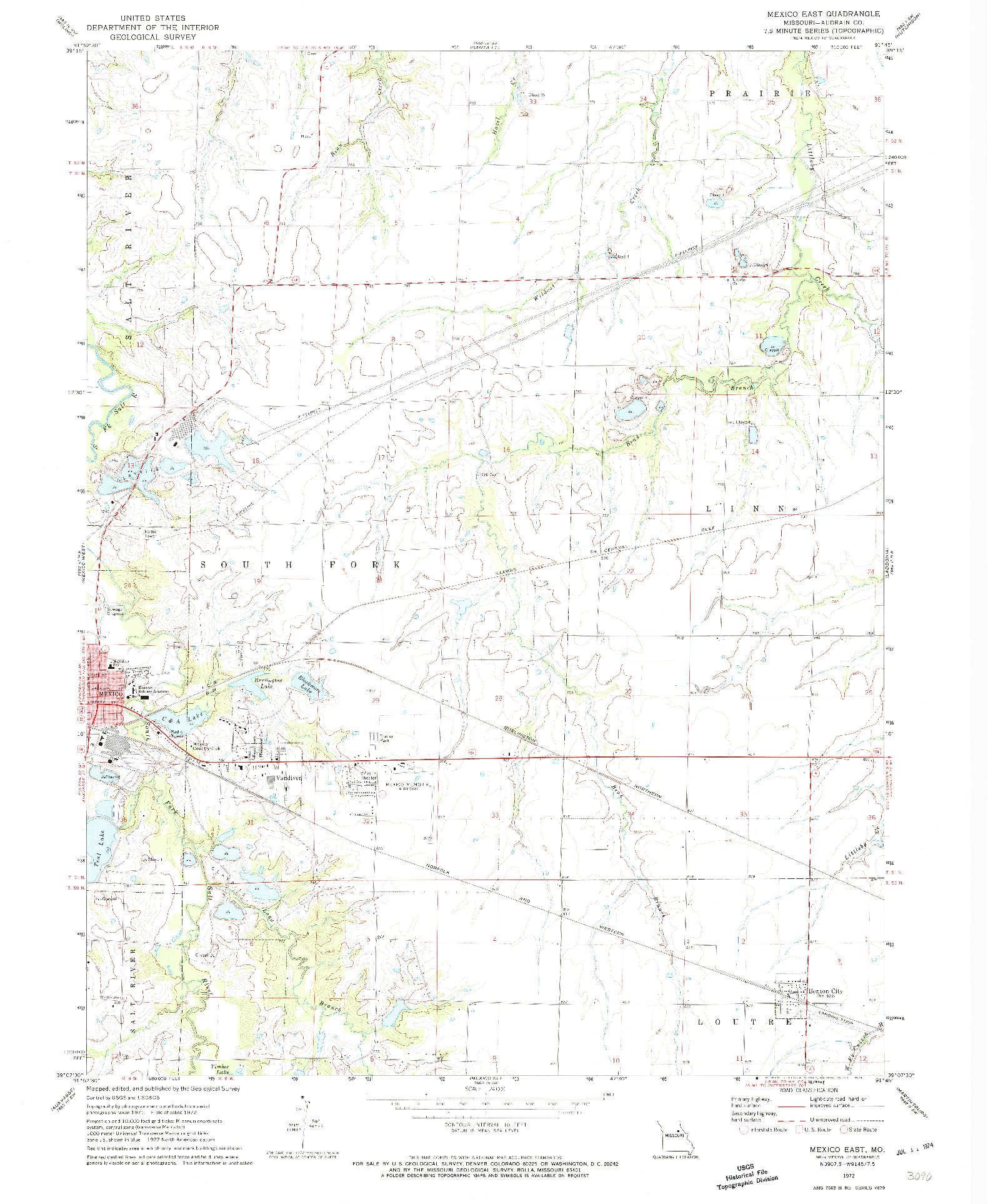 USGS 1:24000-SCALE QUADRANGLE FOR MEXICO EAST, MO 1972