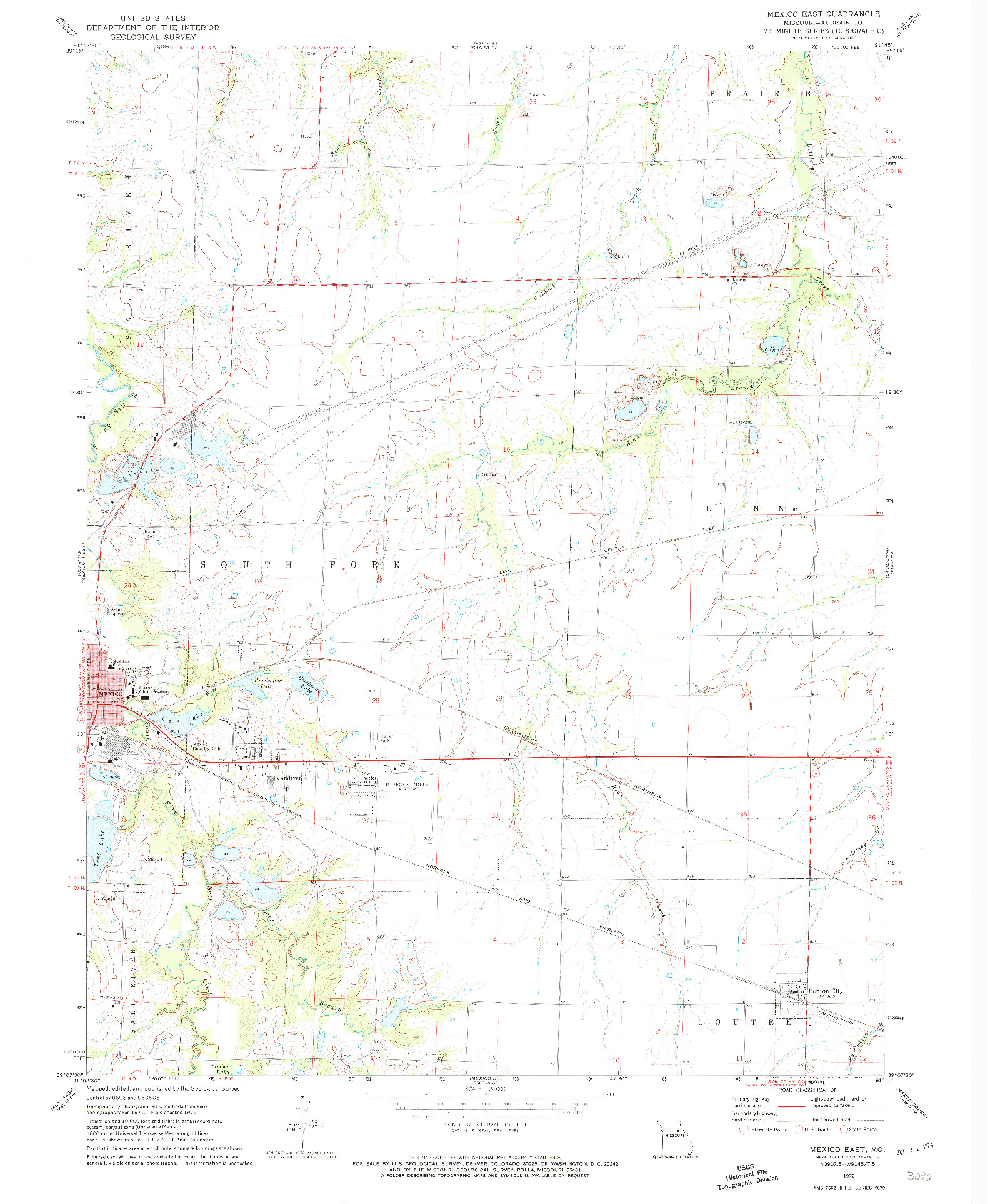 USGS 1:24000-SCALE QUADRANGLE FOR MEXICO EAST, MO 1972