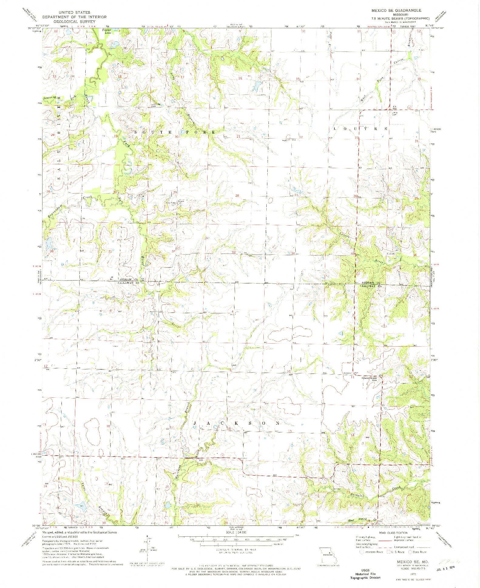 USGS 1:24000-SCALE QUADRANGLE FOR MEXICO SE, MO 1972