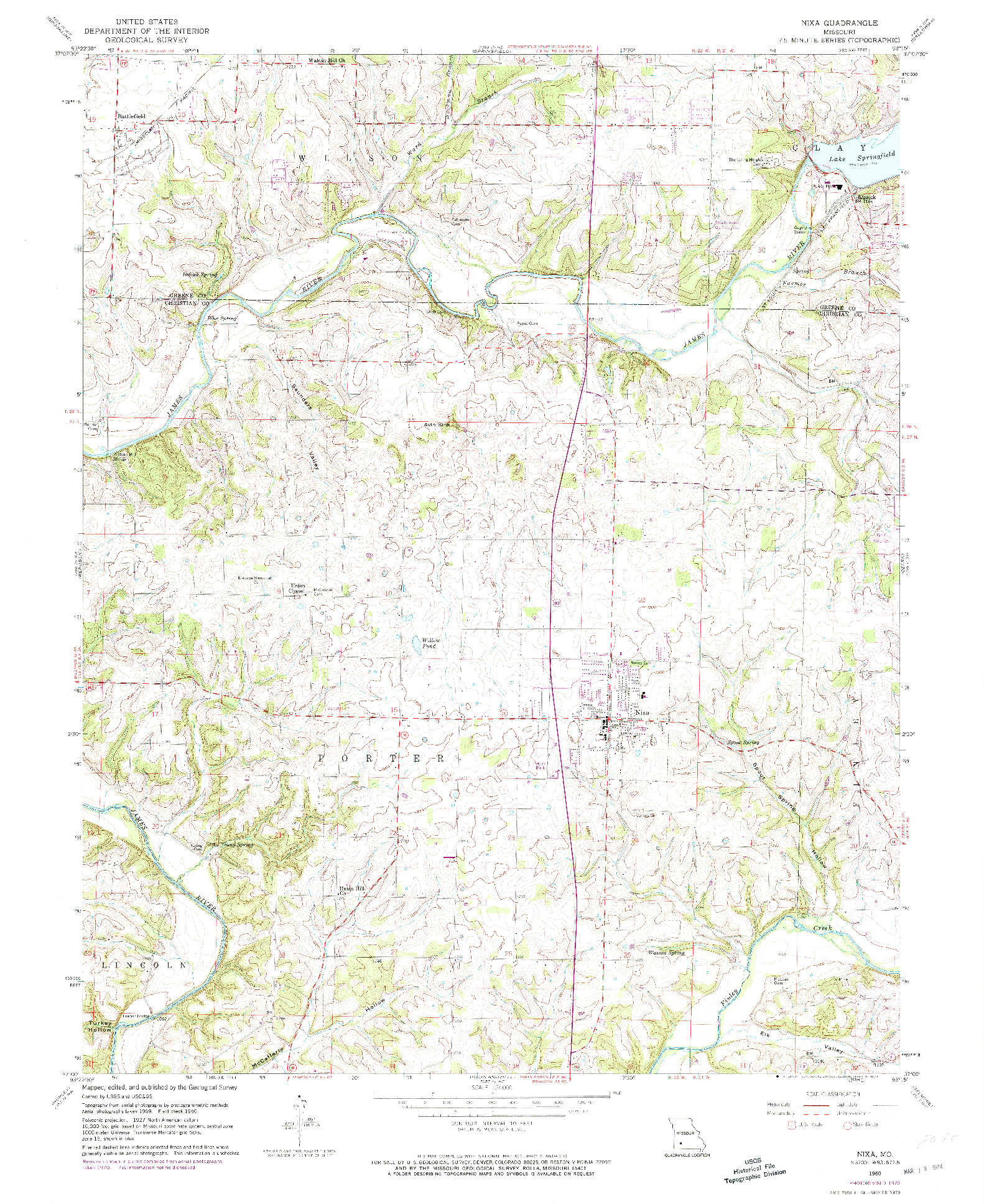 USGS 1:24000-SCALE QUADRANGLE FOR NIXA, MO 1960