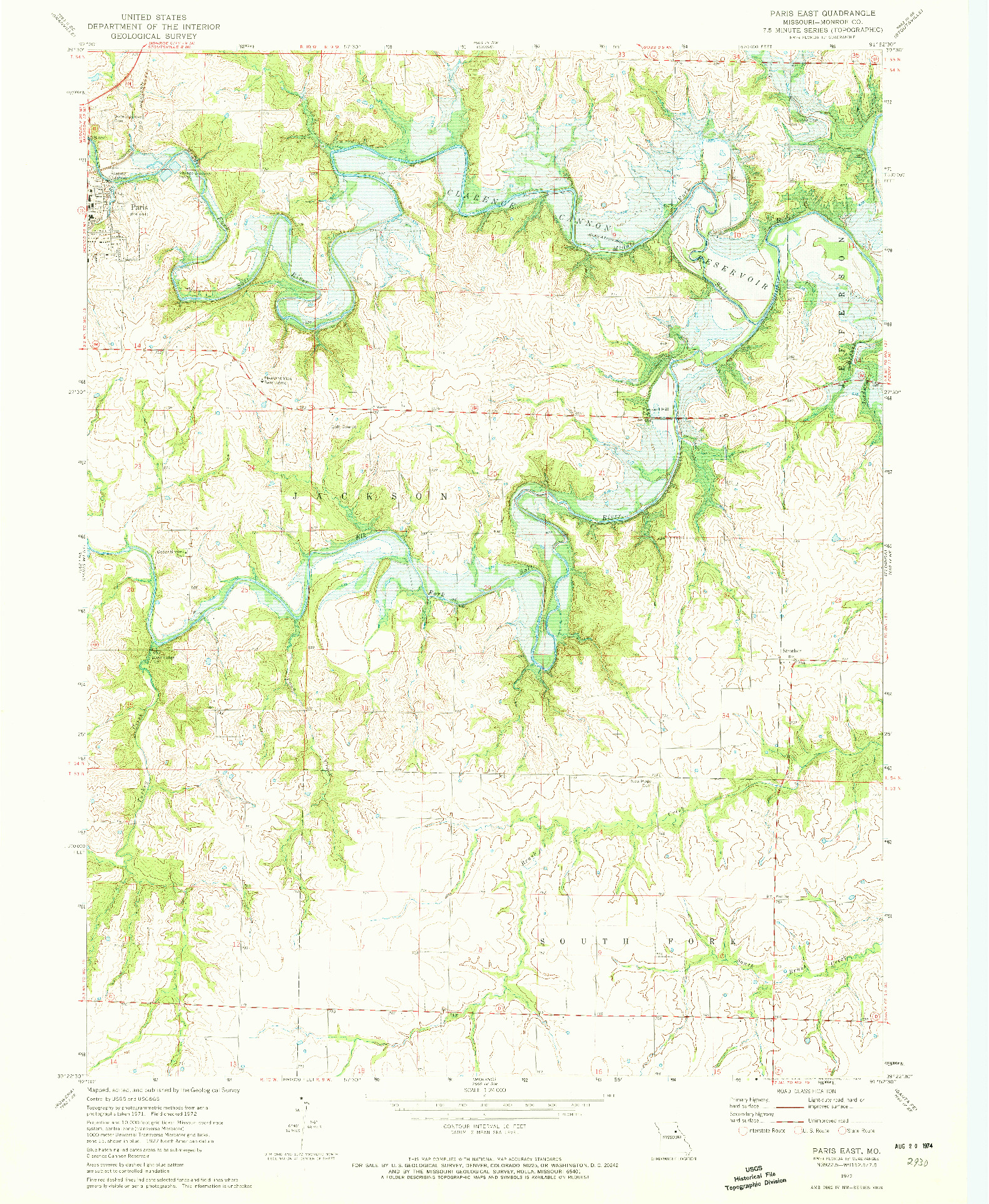 USGS 1:24000-SCALE QUADRANGLE FOR PARIS EAST, MO 1972