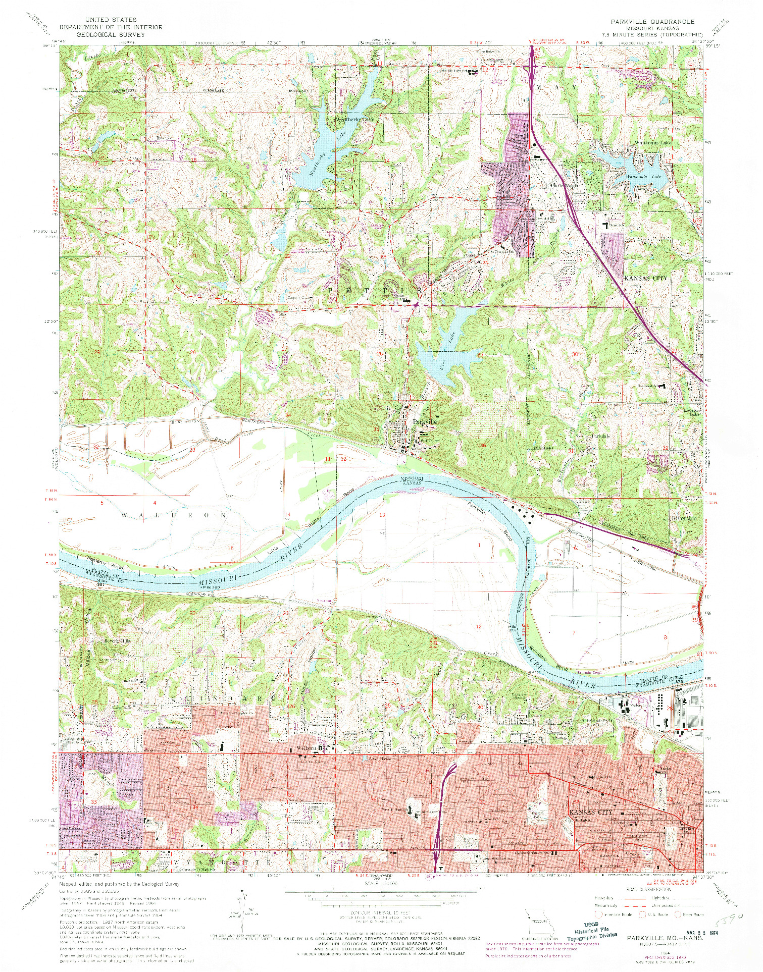 USGS 1:24000-SCALE QUADRANGLE FOR PARKVILLE, MO 1964