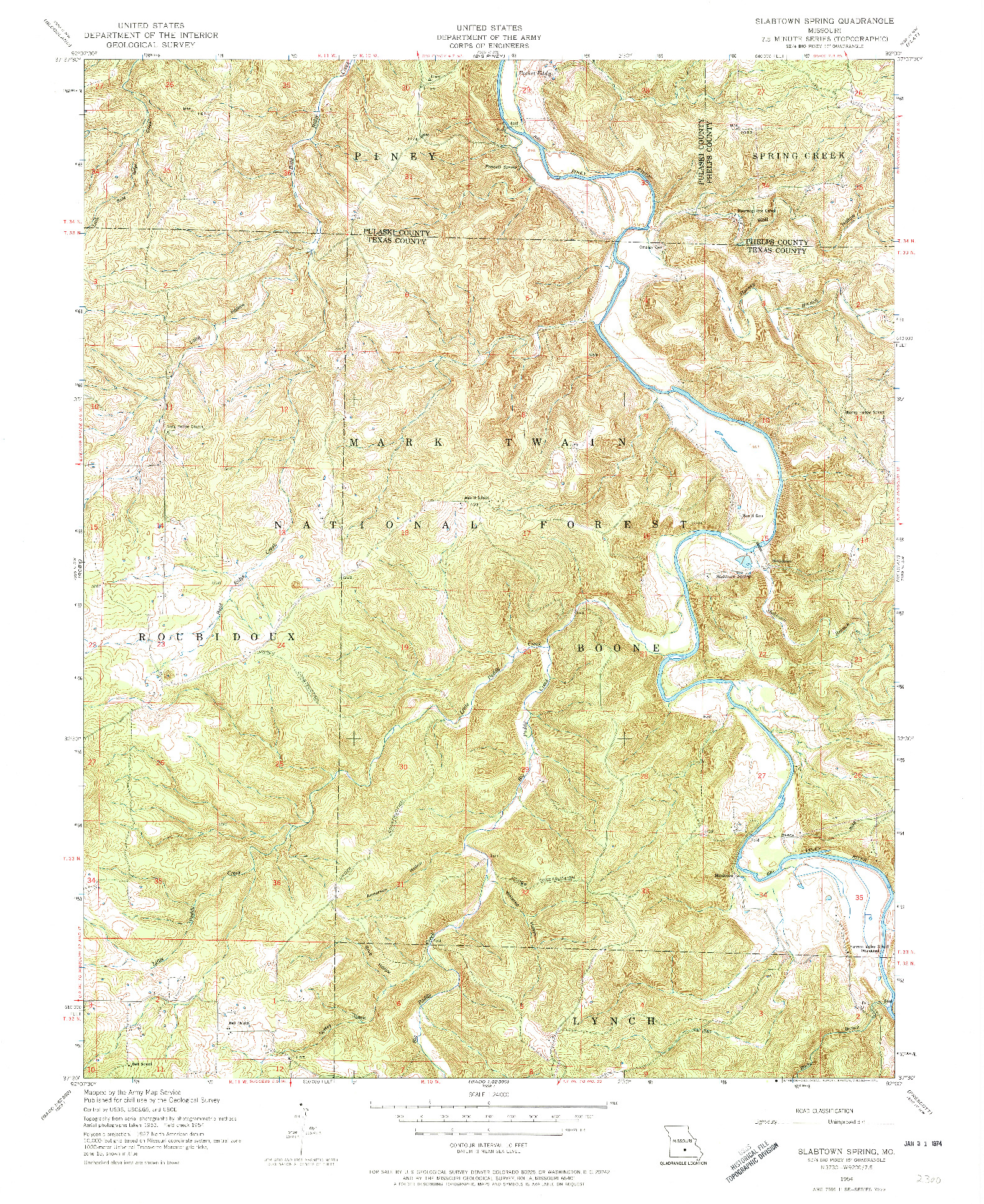 USGS 1:24000-SCALE QUADRANGLE FOR SLABTOWN SPRING, MO 1954