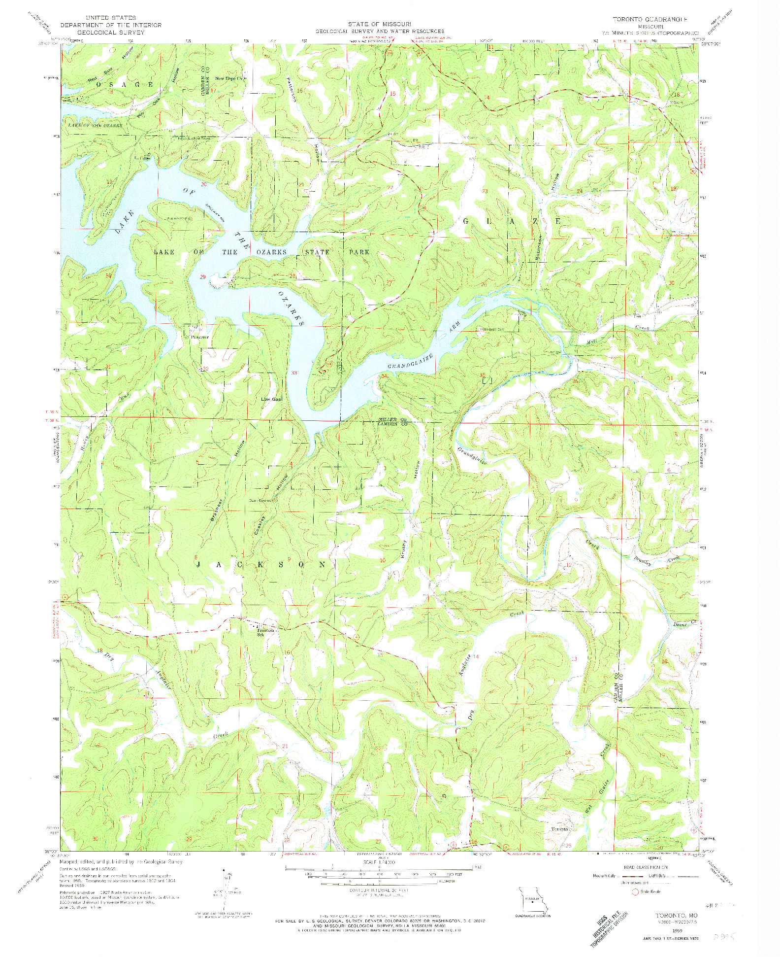 USGS 1:24000-SCALE QUADRANGLE FOR TORONTO, MO 1959