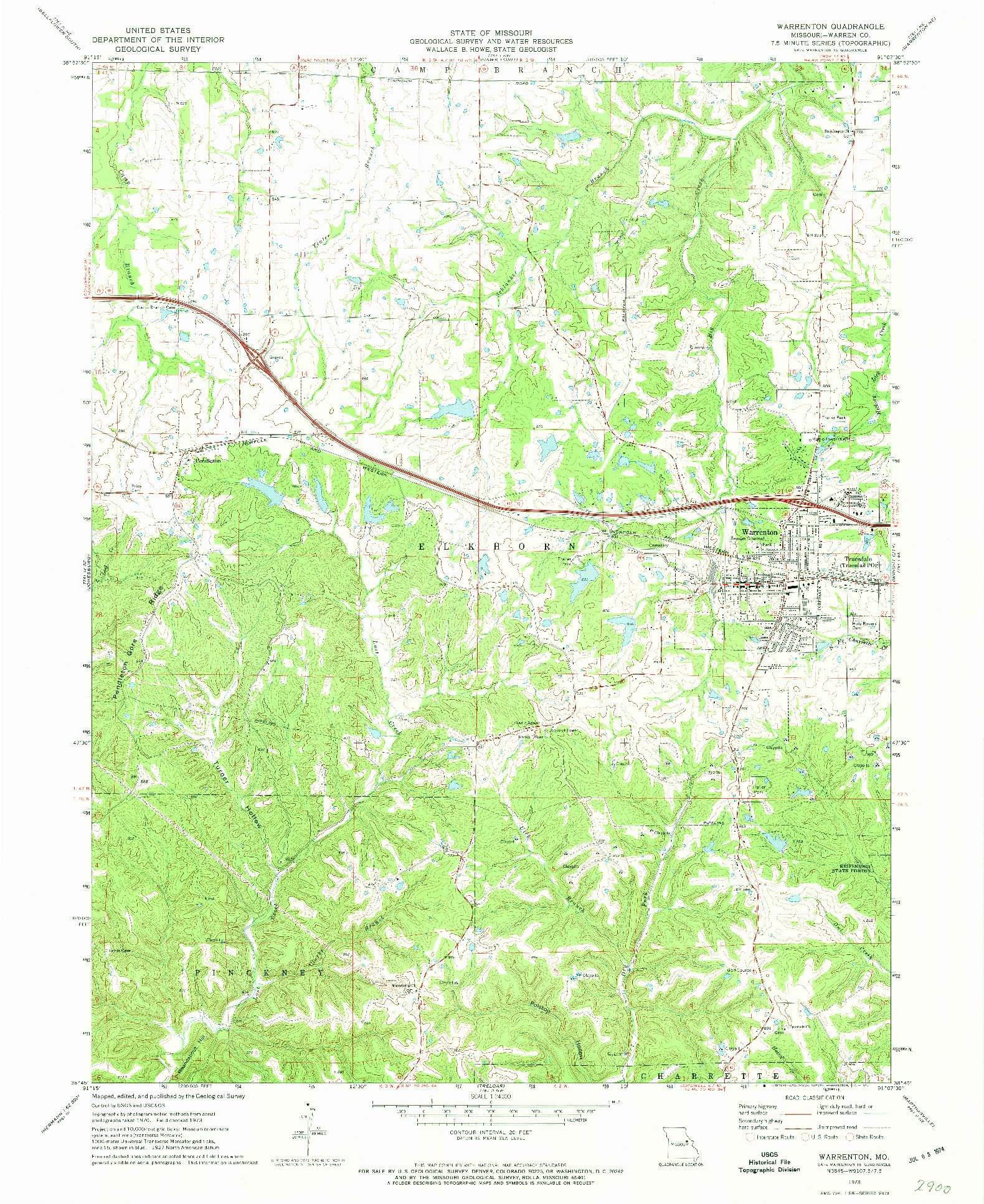 USGS 1:24000-SCALE QUADRANGLE FOR WARRENTON, MO 1973