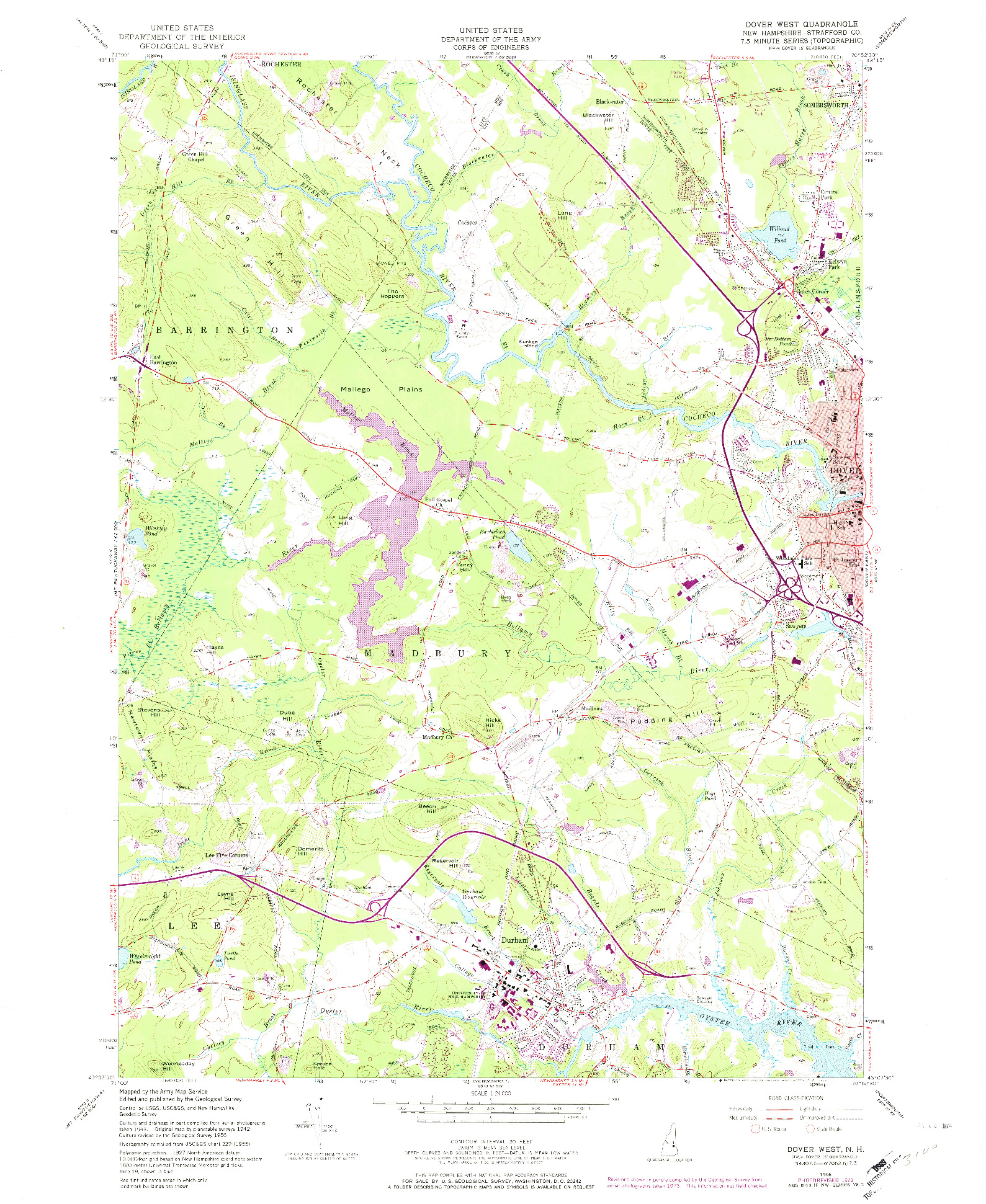 USGS 1:24000-SCALE QUADRANGLE FOR DOVER WEST, NH 1956