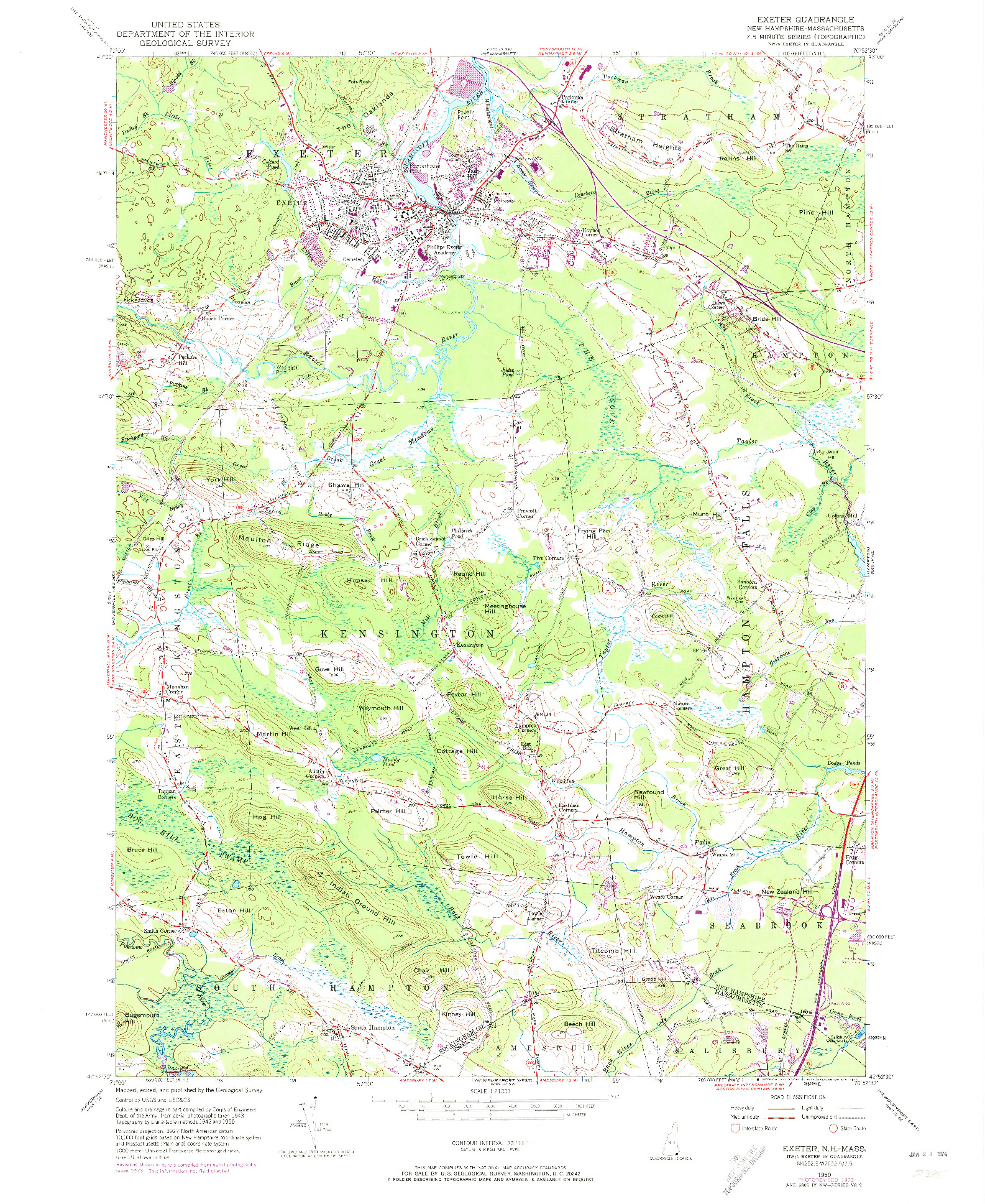 USGS 1:24000-SCALE QUADRANGLE FOR EXETER, NH 1950