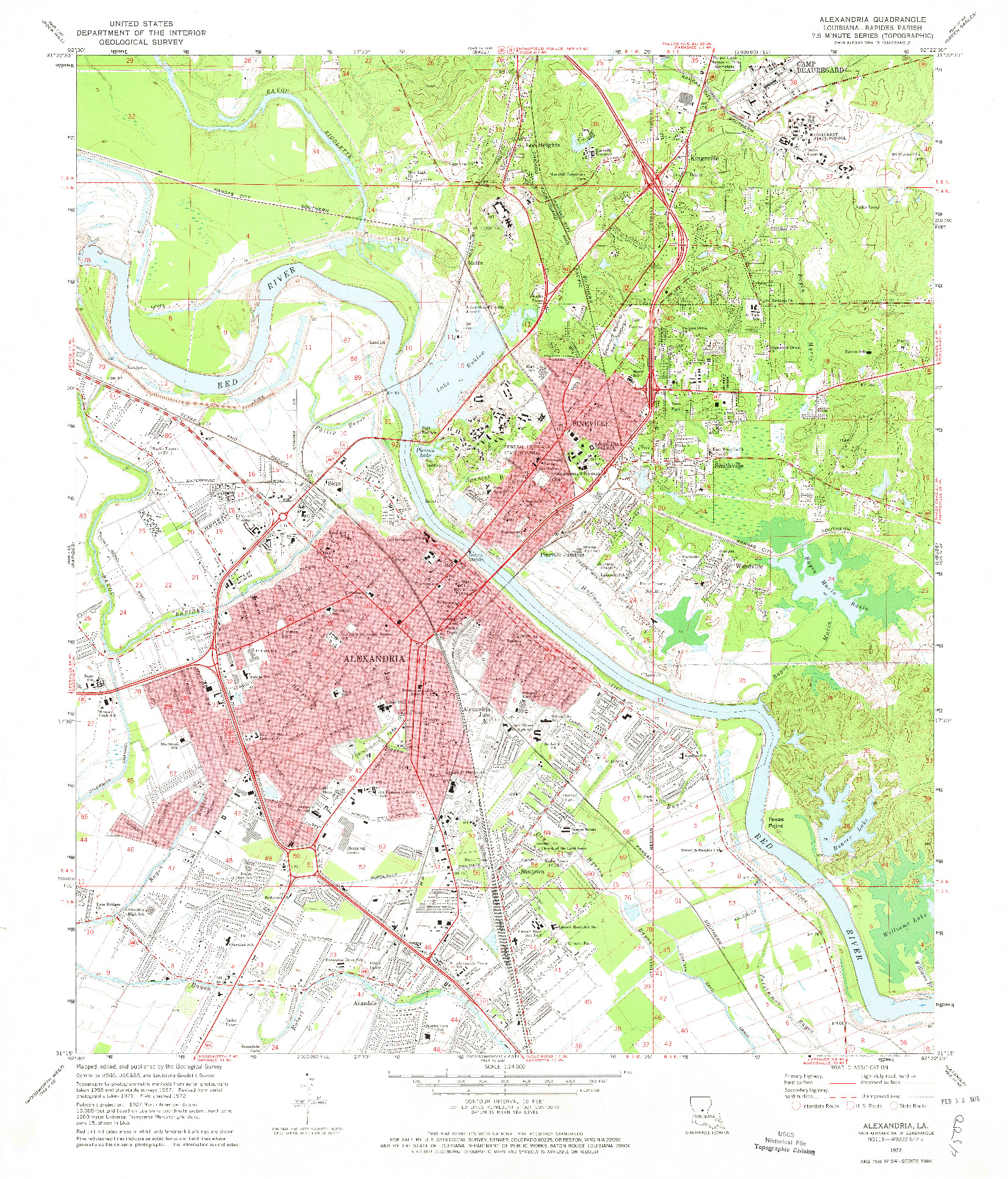 USGS 1:24000-SCALE QUADRANGLE FOR ALEXANDRIA, LA 1972