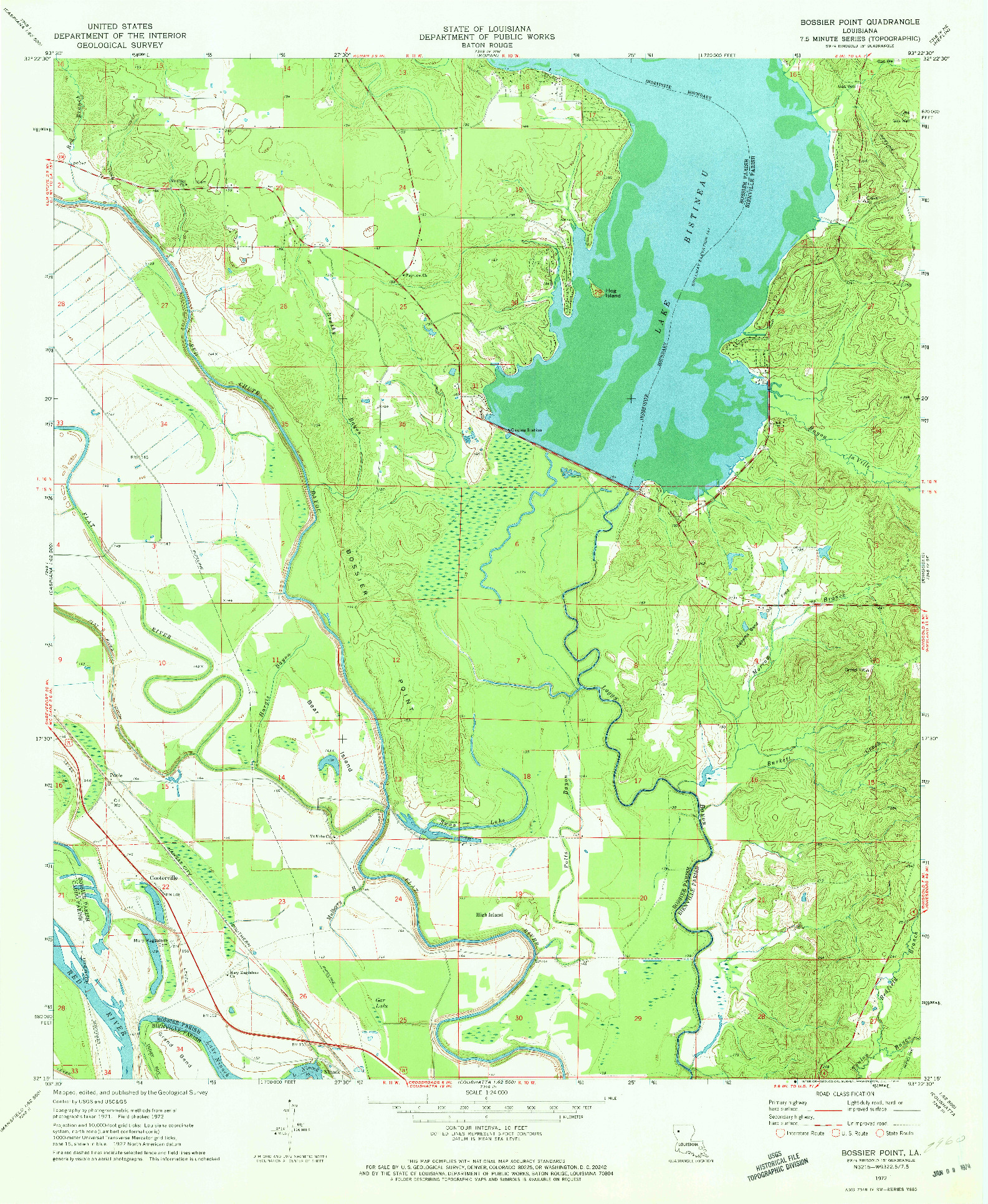 USGS 1:24000-SCALE QUADRANGLE FOR BOSSIER POINT, LA 1972