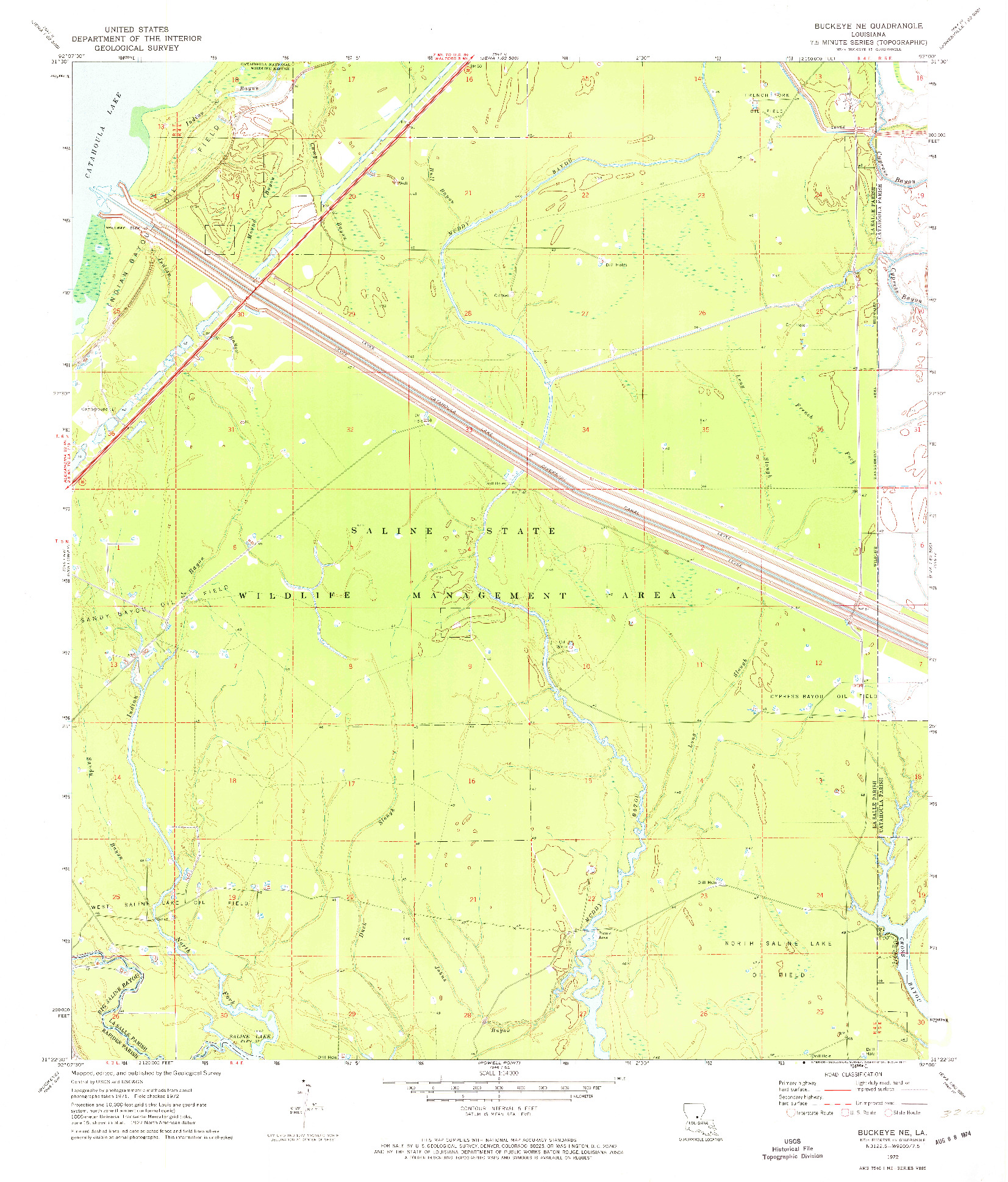 USGS 1:24000-SCALE QUADRANGLE FOR BUCKEYE NE, LA 1972