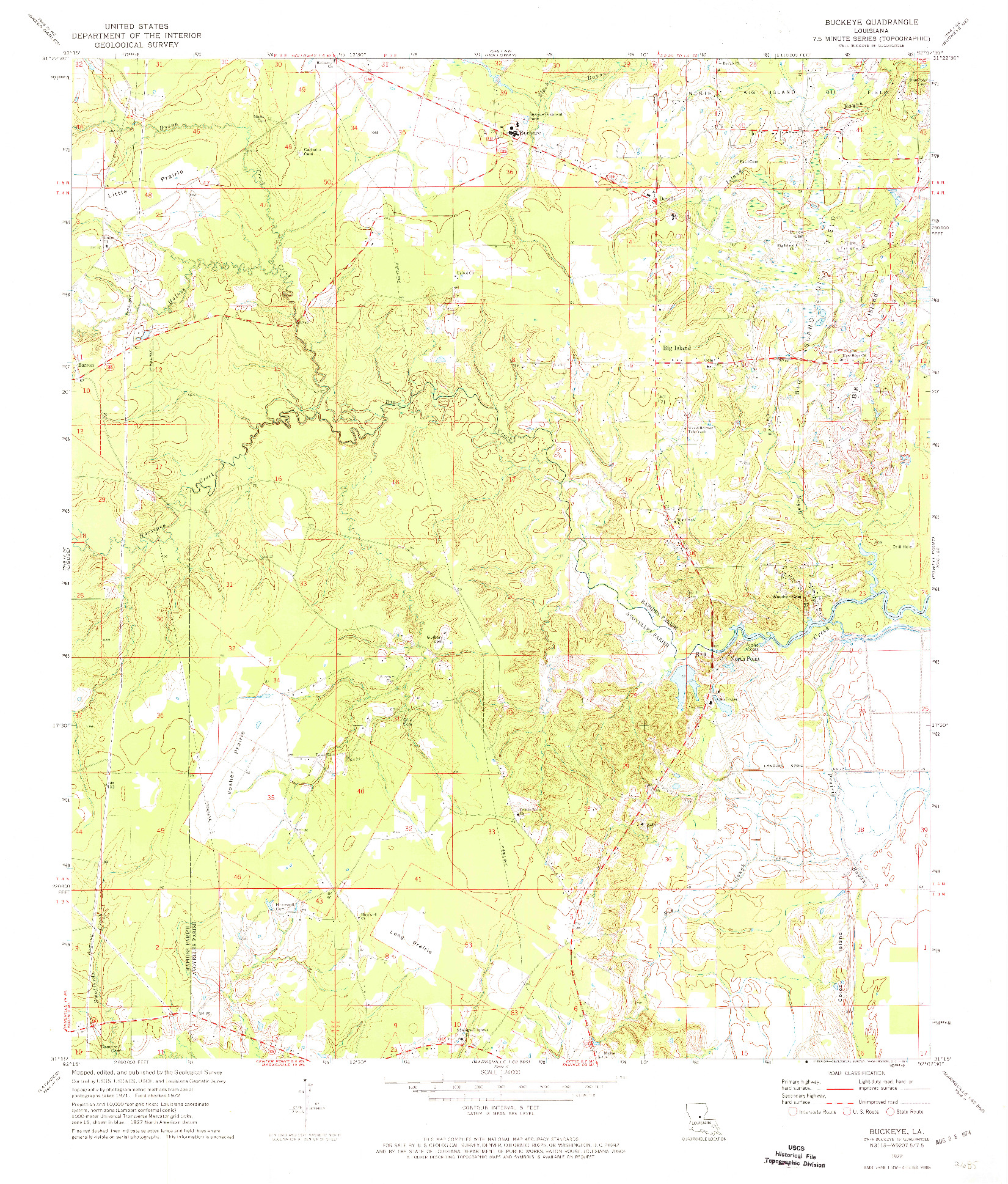 USGS 1:24000-SCALE QUADRANGLE FOR BUCKEYE, LA 1972