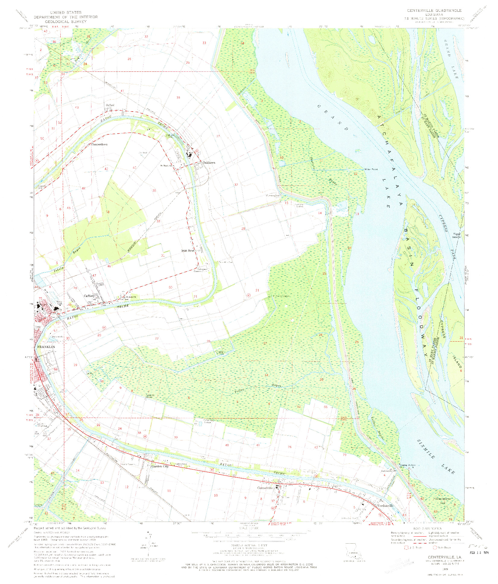 USGS 1:24000-SCALE QUADRANGLE FOR CENTERVILLE, LA 1969