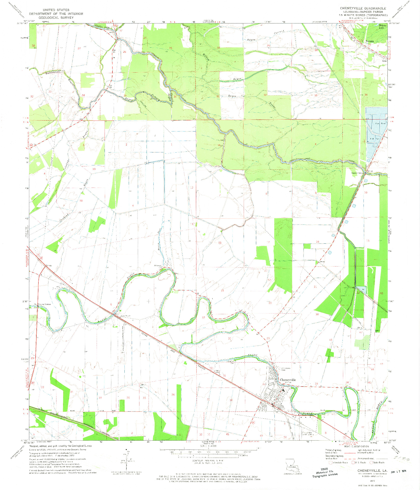 USGS 1:24000-SCALE QUADRANGLE FOR CHENEYVILLE, LA 1972