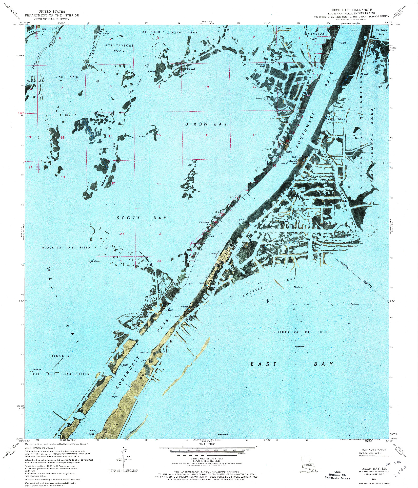 USGS 1:24000-SCALE QUADRANGLE FOR DIXON BAY, LA 1971
