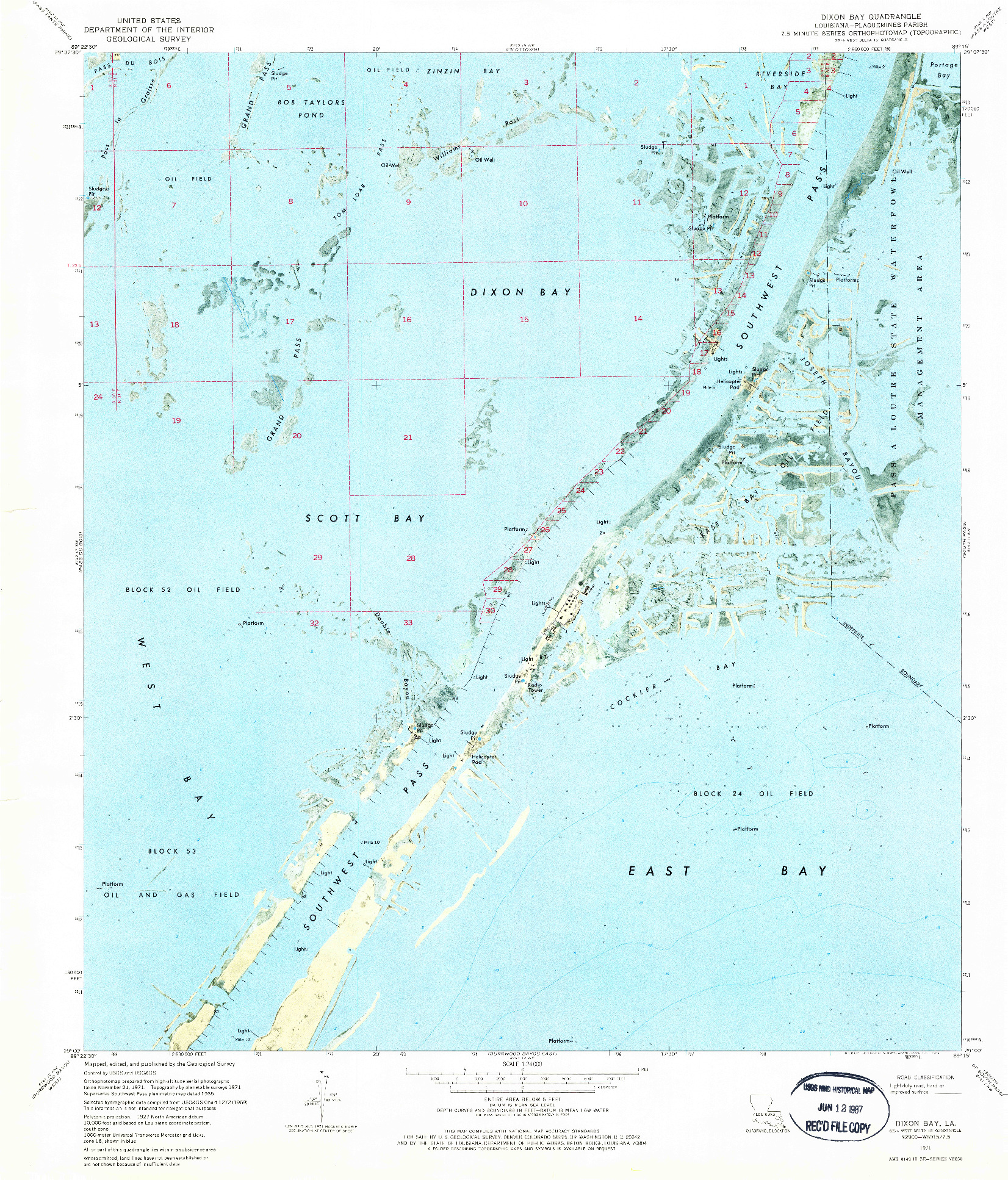 USGS 1:24000-SCALE QUADRANGLE FOR DIXON BAY, LA 1971