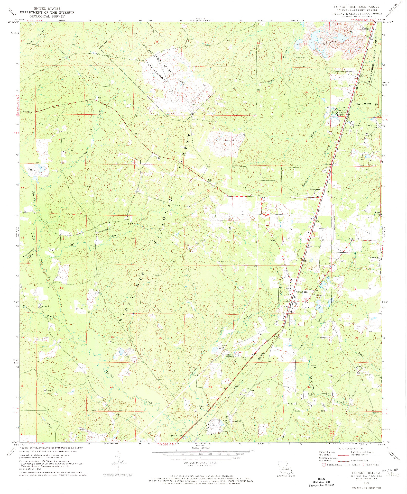 USGS 1:24000-SCALE QUADRANGLE FOR FOREST HILL, LA 1971