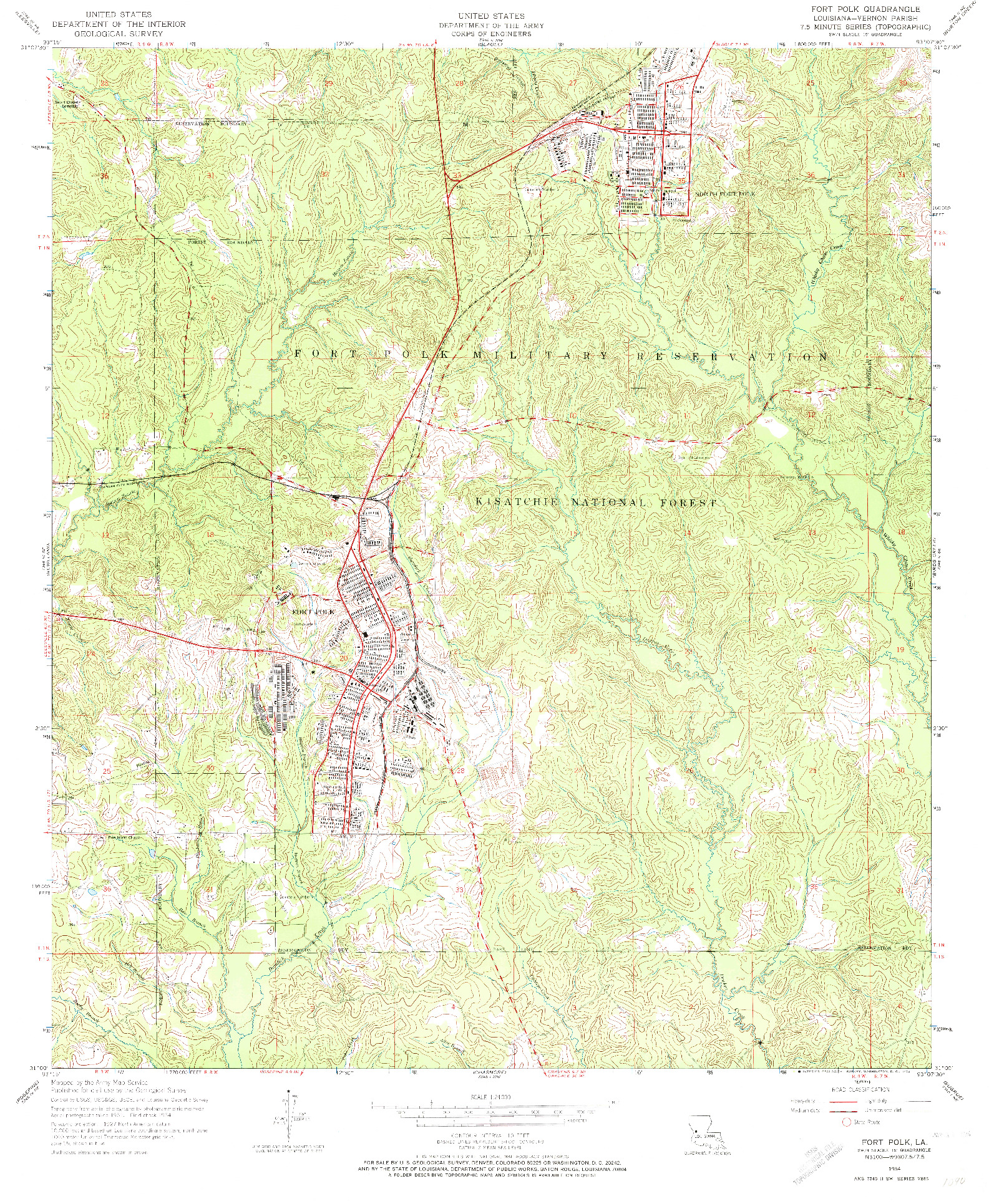 USGS 1:24000-SCALE QUADRANGLE FOR FORT POLK, LA 1954