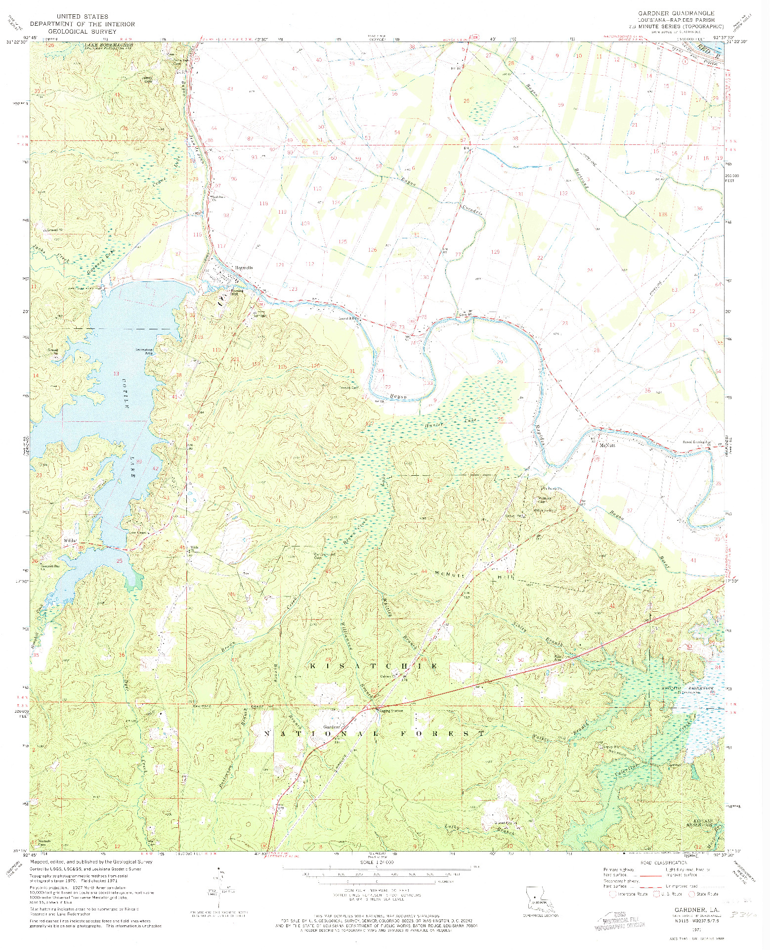 USGS 1:24000-SCALE QUADRANGLE FOR GARDNER, LA 1971