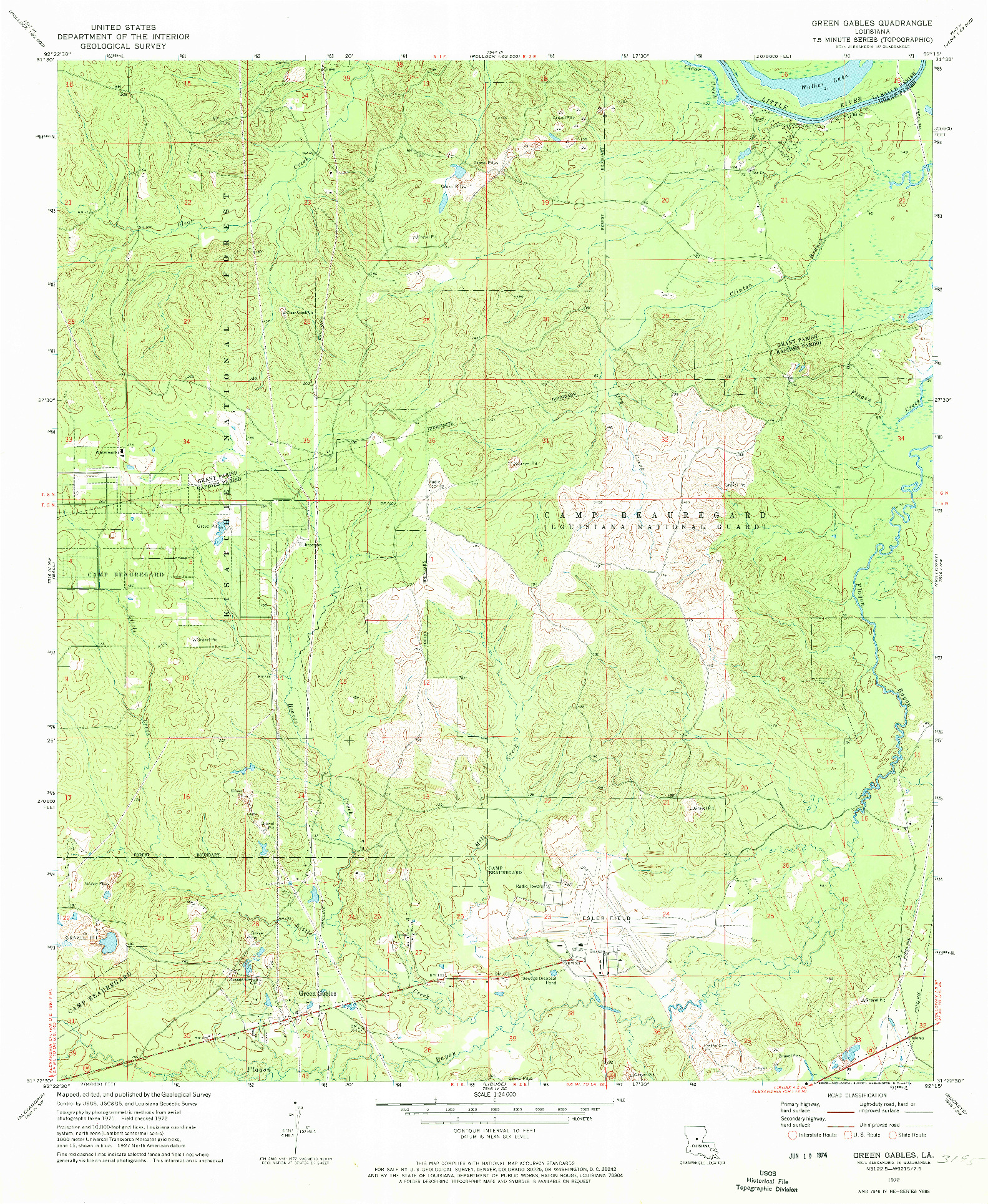 USGS 1:24000-SCALE QUADRANGLE FOR GREEN GABLES, LA 1972