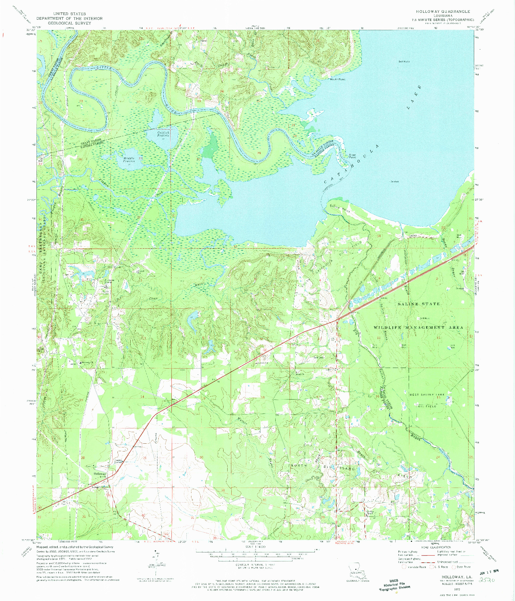 USGS 1:24000-SCALE QUADRANGLE FOR HOLLOWAY, LA 1972