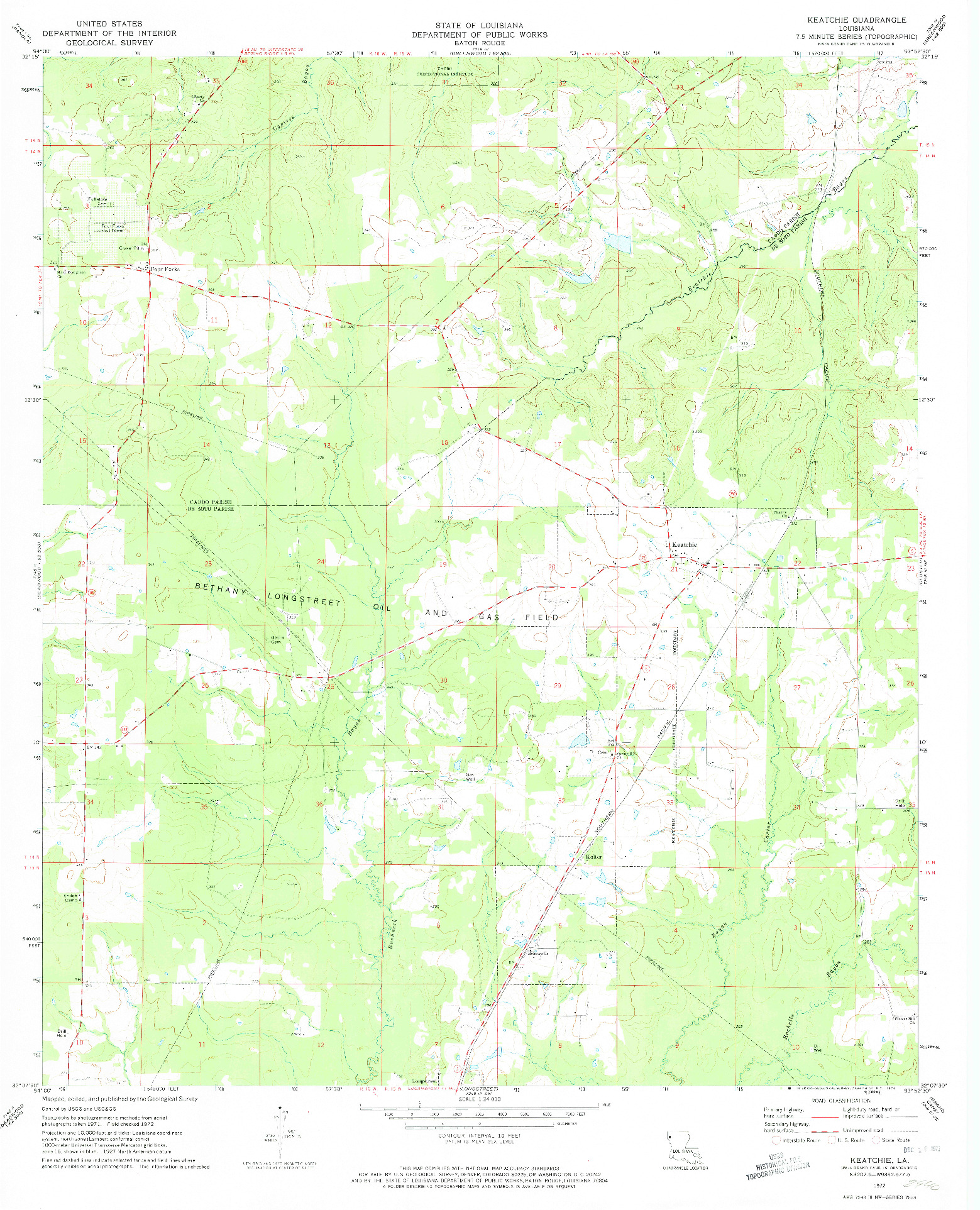 USGS 1:24000-SCALE QUADRANGLE FOR KEATCHIE, LA 1972